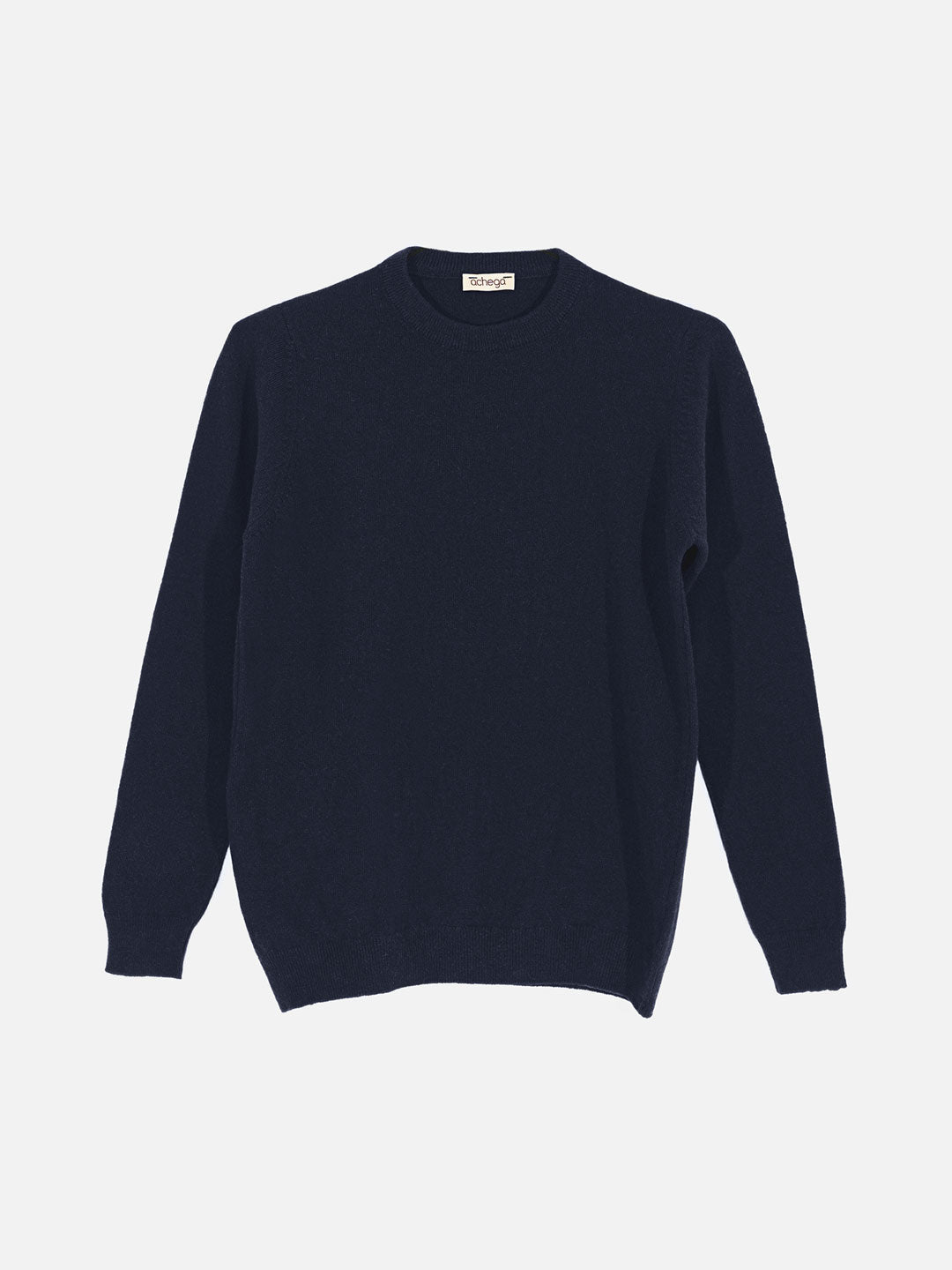 Camisolas de Malha Achega - Camisola de malha para senhora em lambswool com decorte redondo na cor azul marinho