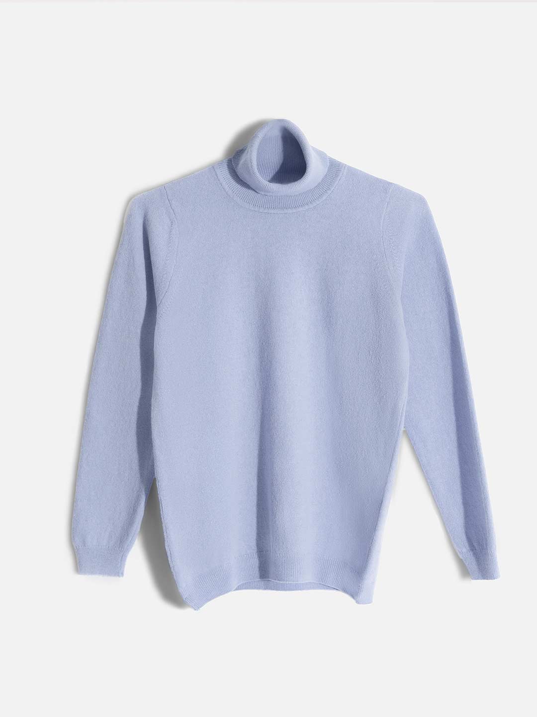 Camisolas de Malha Achega - Camisola de gola alta em lambswool na cor azul claro