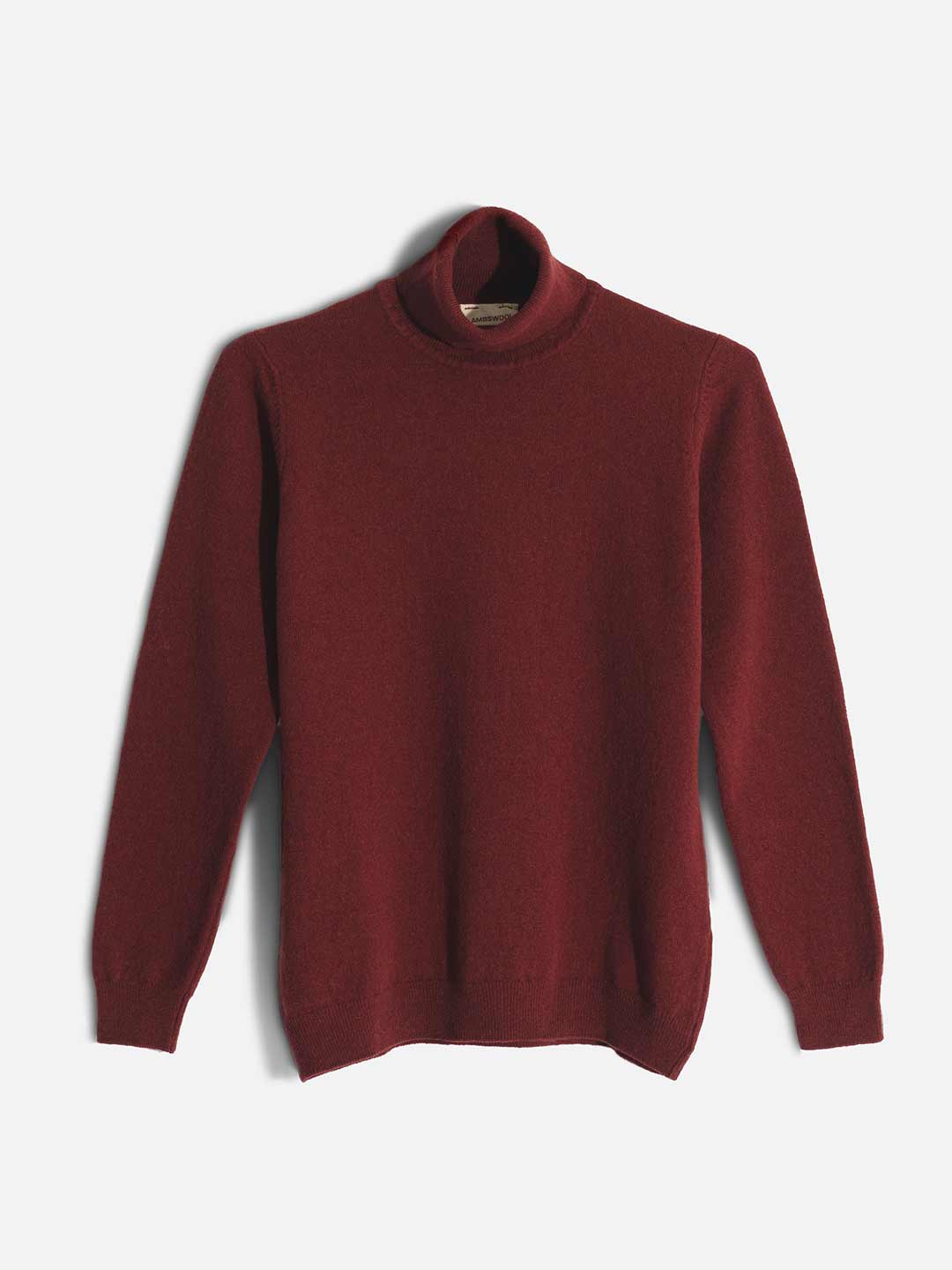 Camisolas de Malha Achega - Camisola de gola alta em lambswool na cor bordeaux