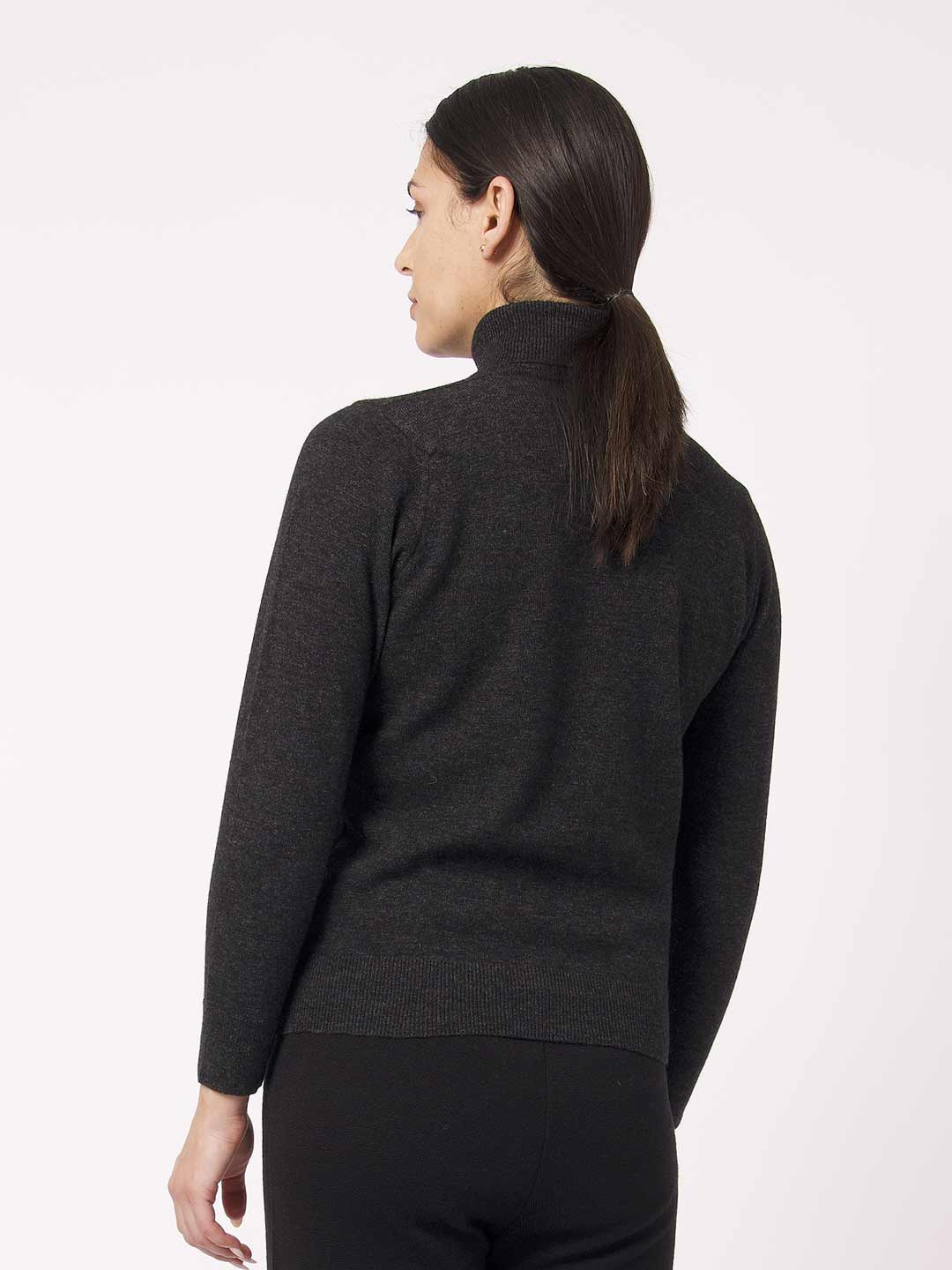 Achega Knit Sweaters - Jersey de cuello alto de lana de cordero en gris