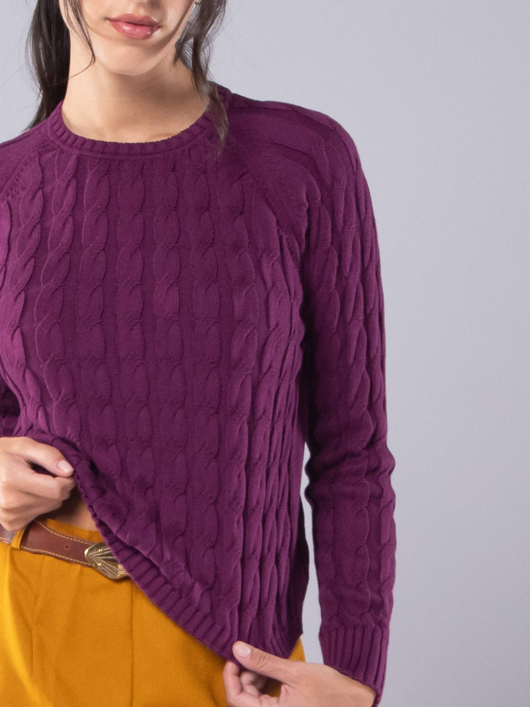 Camisolas de Malha Achega - Camisola de malha para senhora em algodão orgânico na cor beterraba