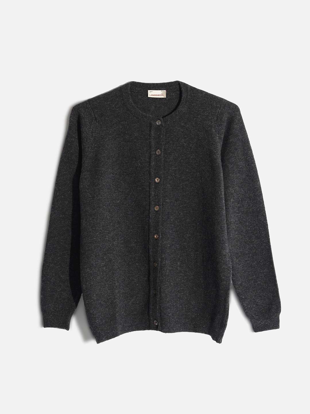 Achega Knitwear Chaquetas - Chaqueta gris de mujer de lana de cordero con cuello redondo y botones