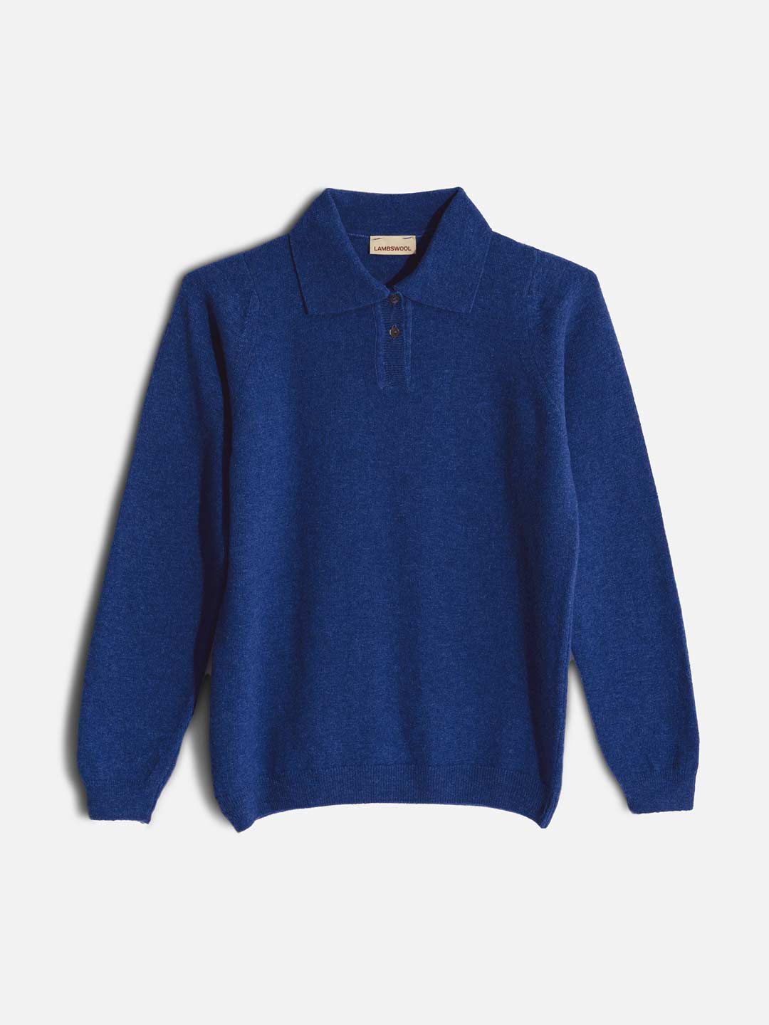 Polos de Manga Comprida Achega - Polo de malha azul indigo com botões em lambswool