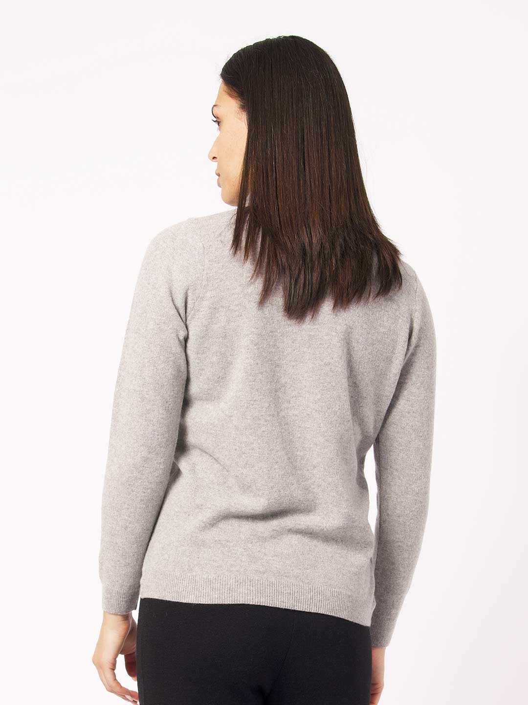 Polos de Manga Comprida Achega - Polo de malha cinza com botões em lambswool