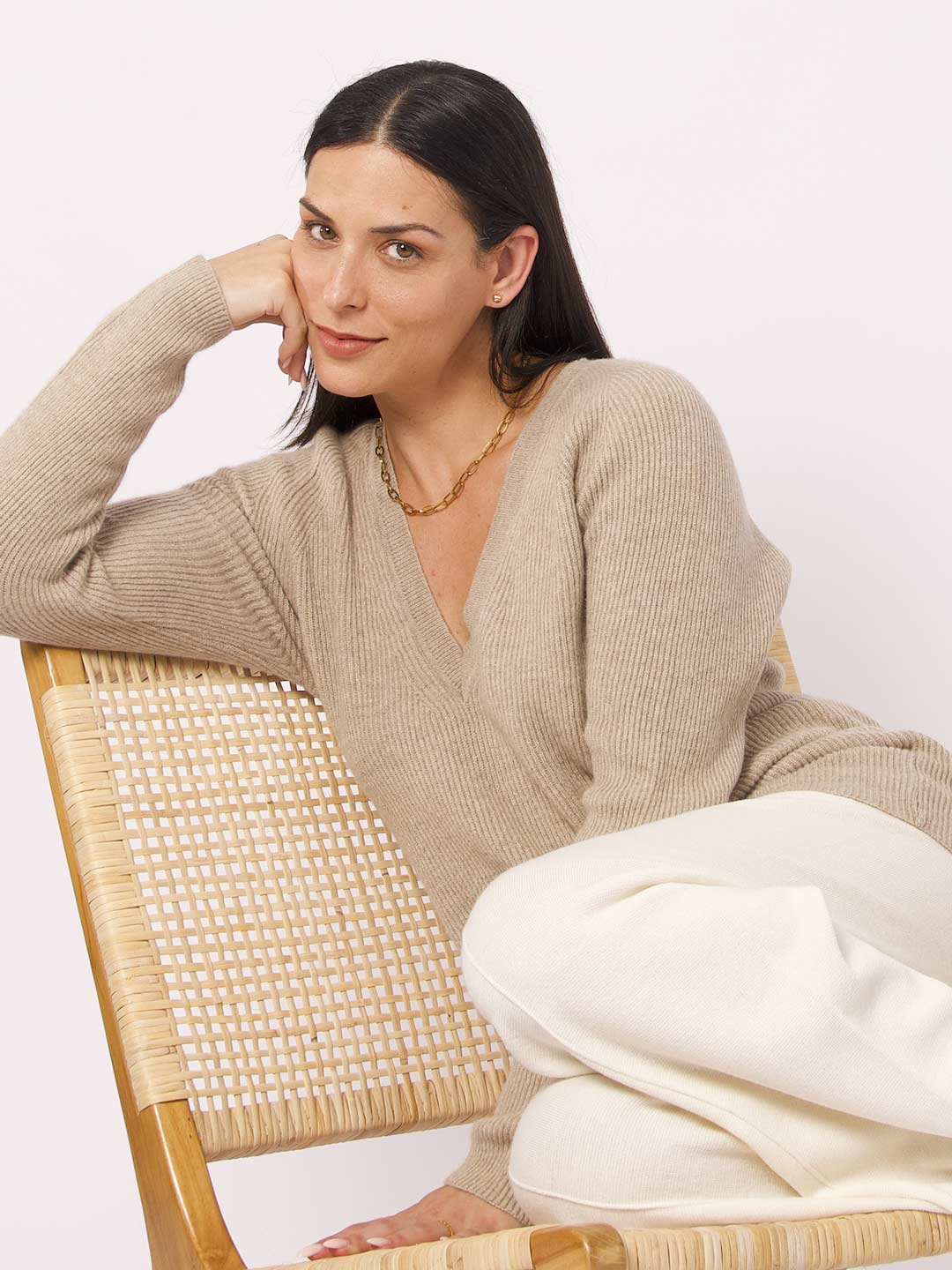 V-neck tunic in cashmere