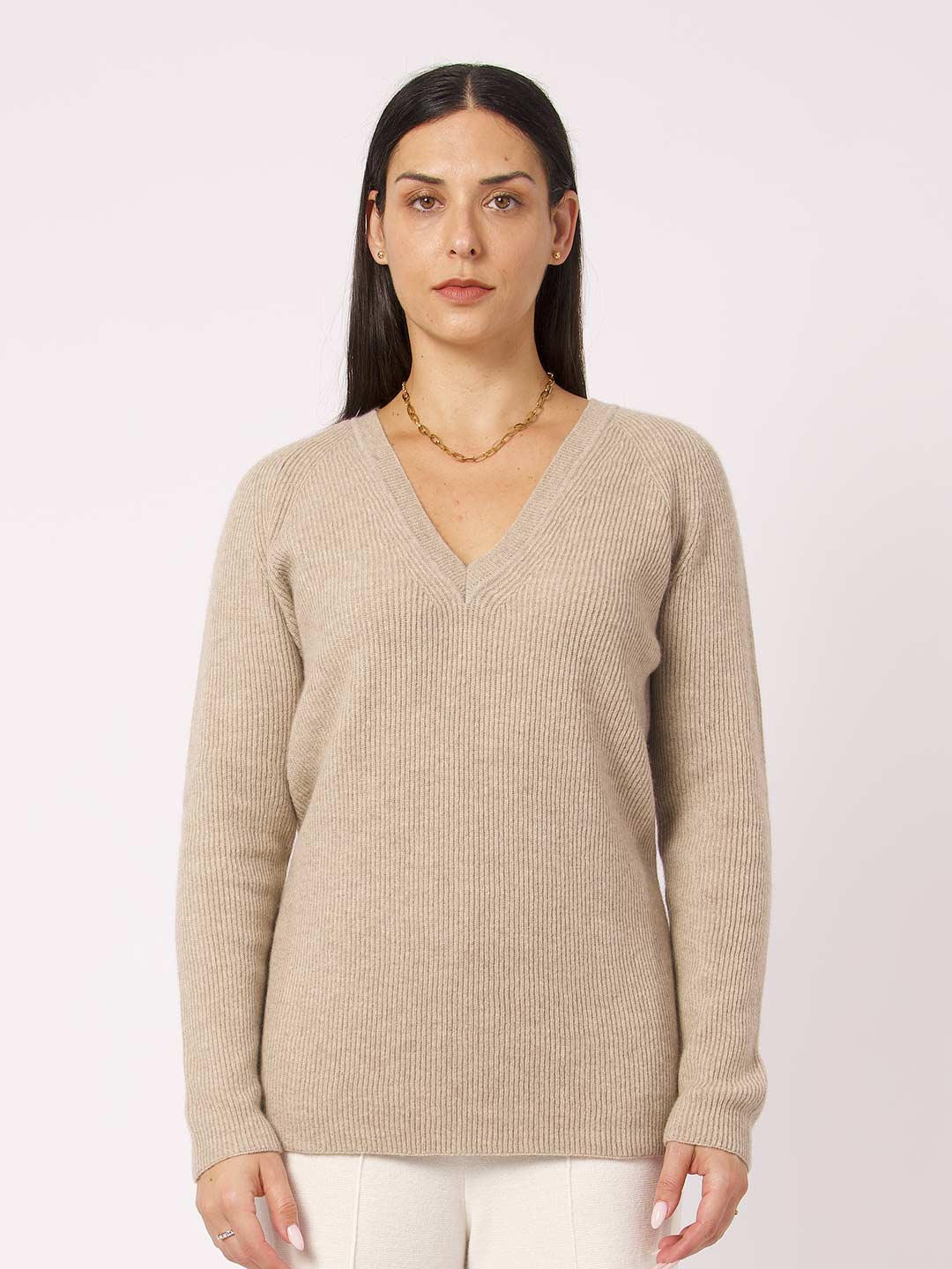 V-neck tunic in cashmere