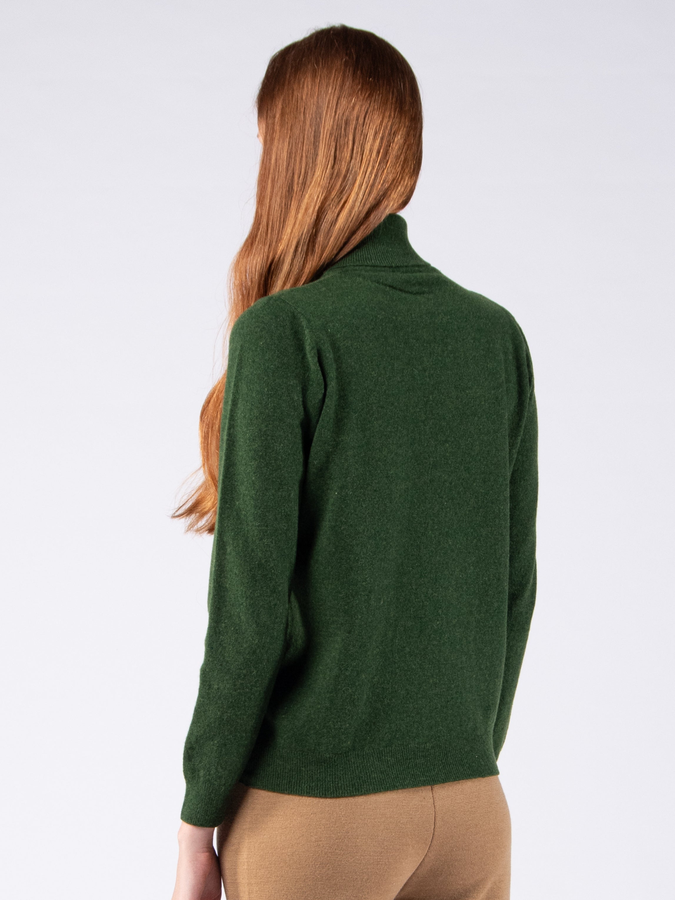 Blusa de Gola Alta em Lambswool - Verde Musgo