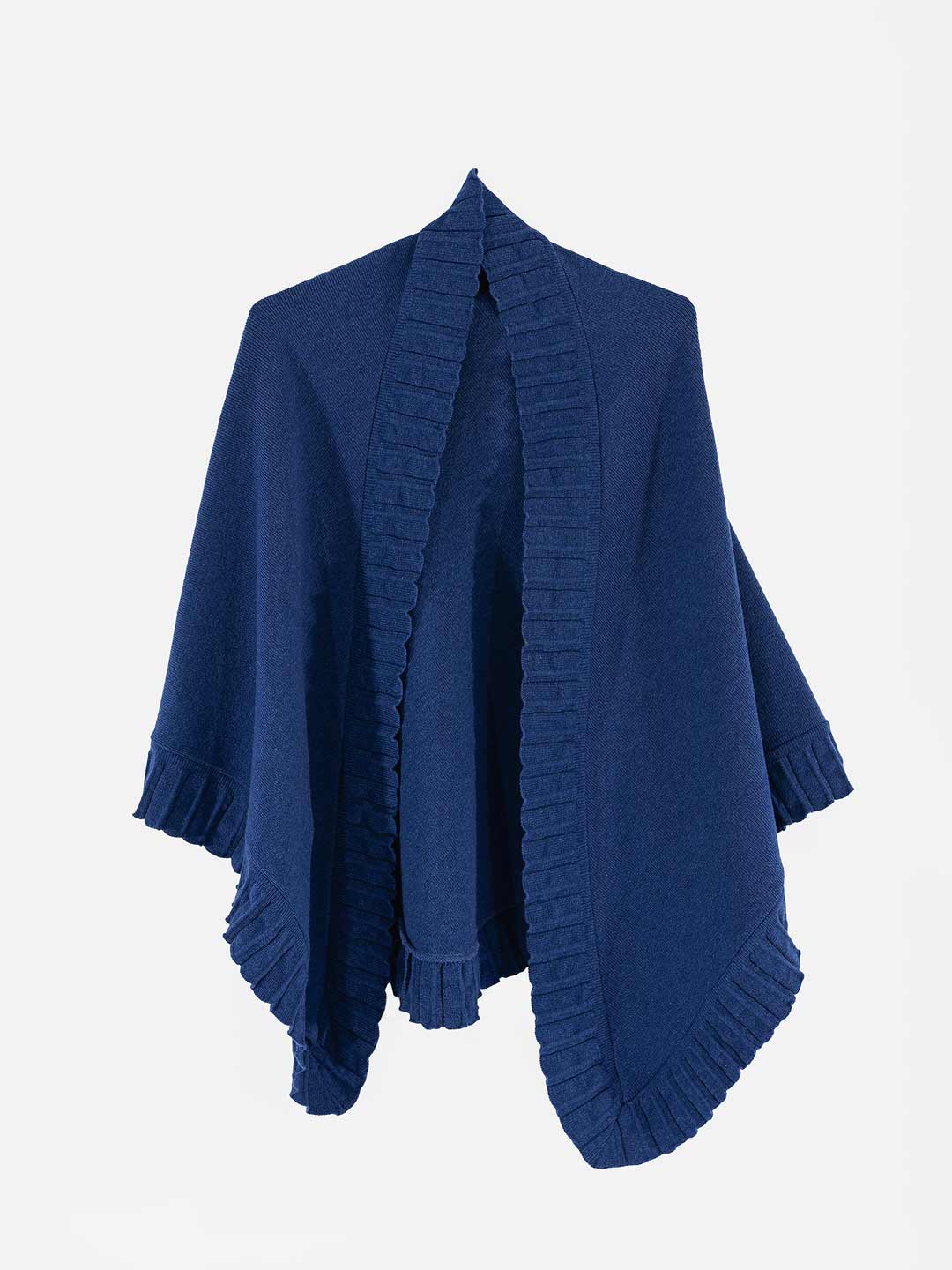 Xailes de Malha Achega - Xaile de malha feminino em lambswool na cor azul indigo