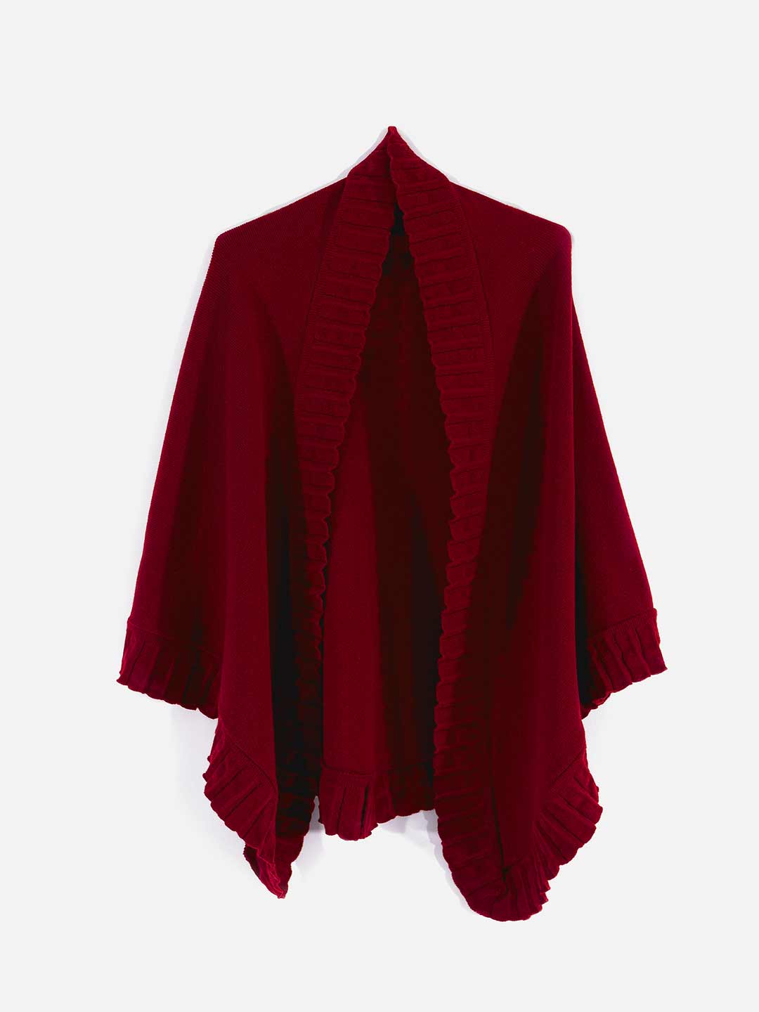 Achega Knitted Shawls - Women's knitted shawl in burgundy lambswool