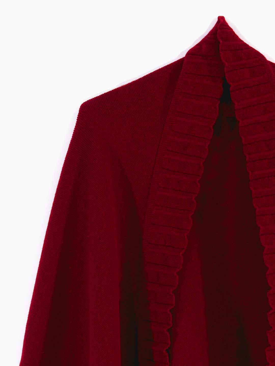 Achega Knitted Shawls - Women's knitted shawl in burgundy lambswool