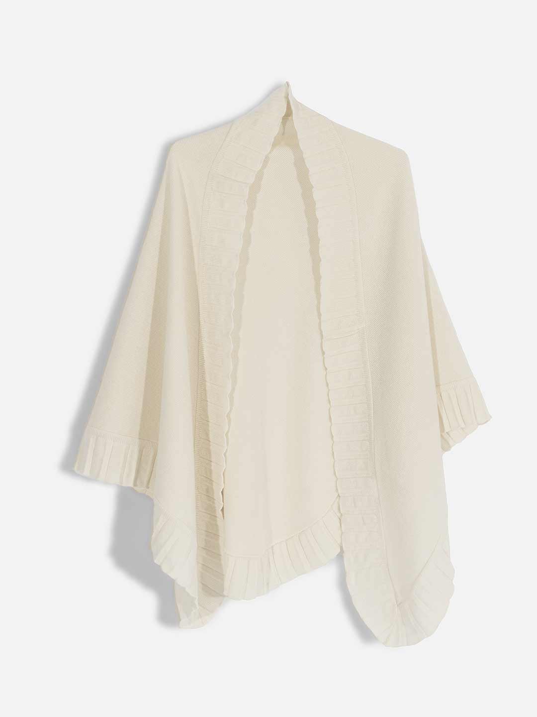 Xailes de Malha Achega - Xaile de malha feminino em lambswool na cor branco