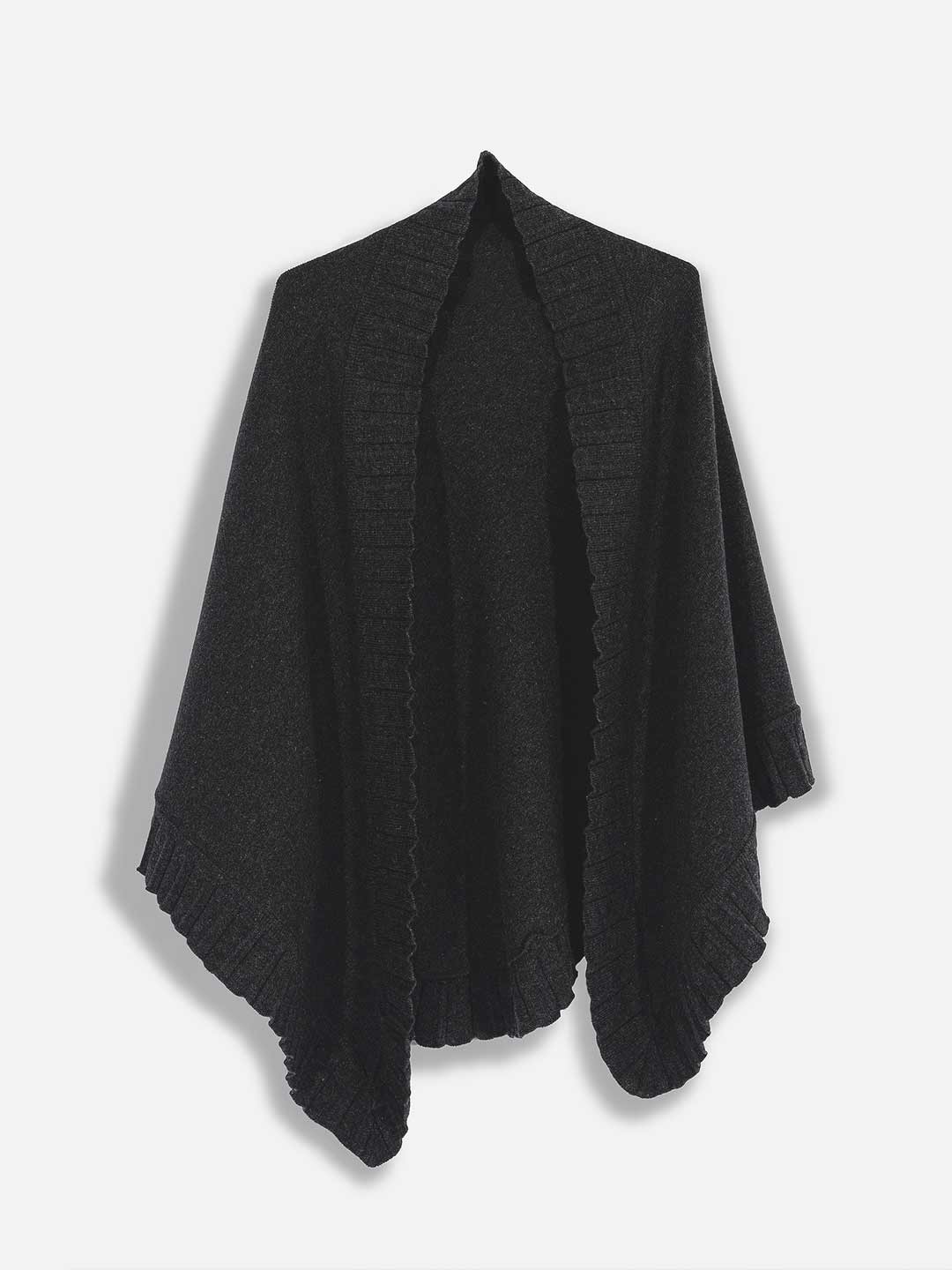 Achega Knitted Shawls - Women's knitted shawl in gray lambswool