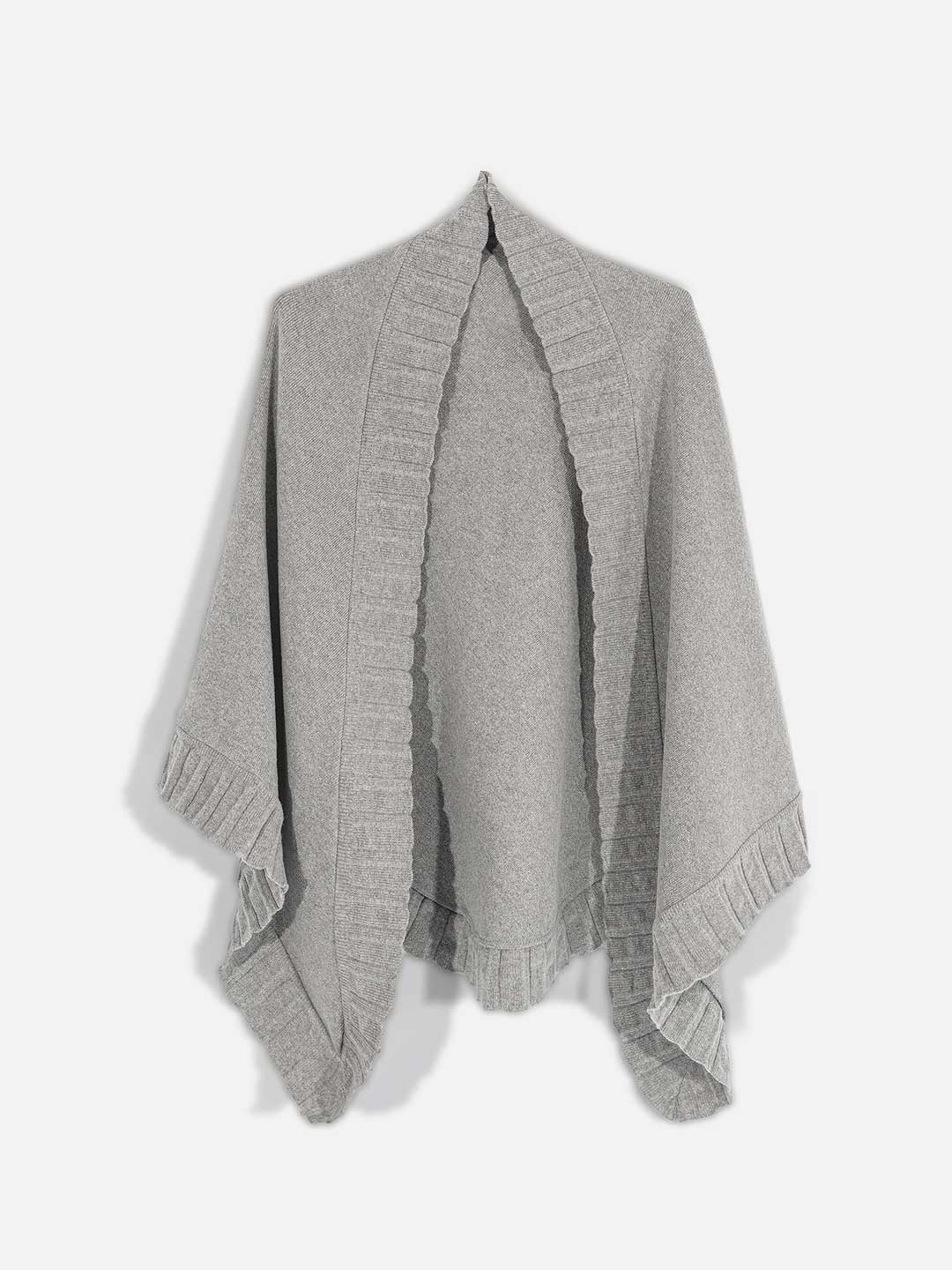 Xailes de Malha Achega - Xaile de malha feminino em lambswool na cor cinza claro