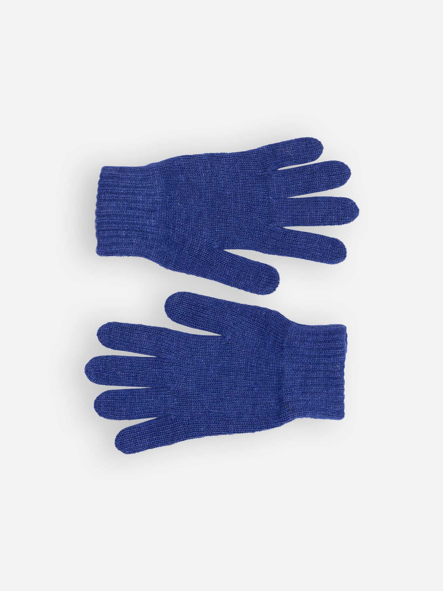 Achega Knitted Gloves - Women's knitted gloves in indigo blue lambswool