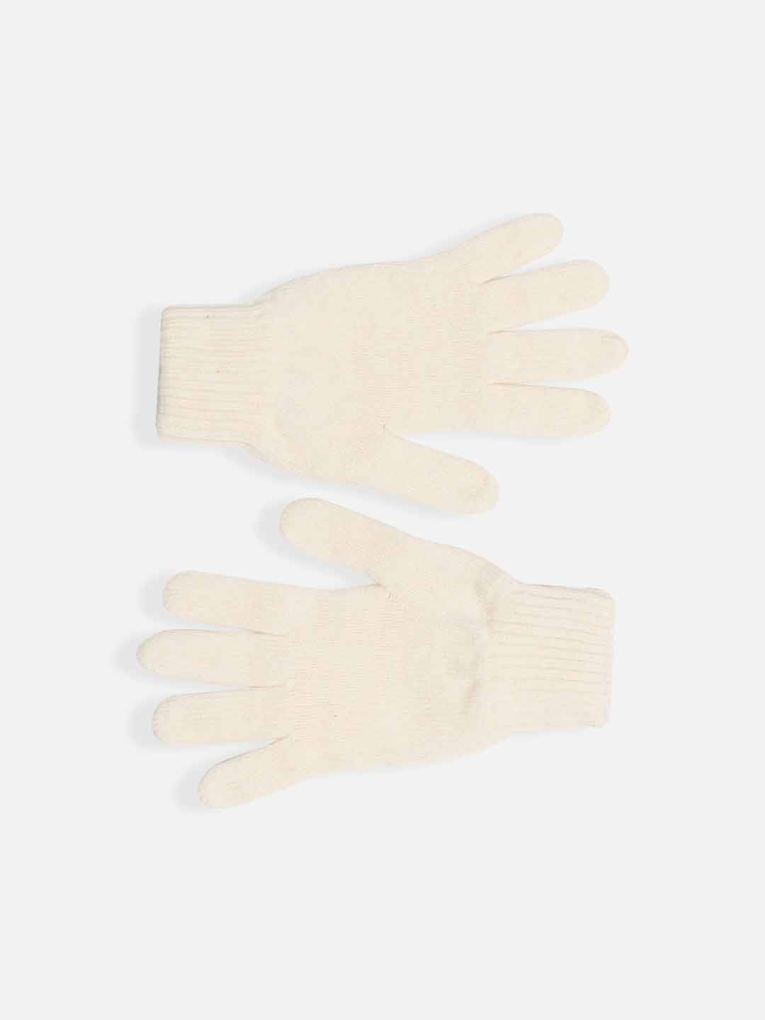 Achega Knitted Gloves - Women's knitted lambswool gloves in white