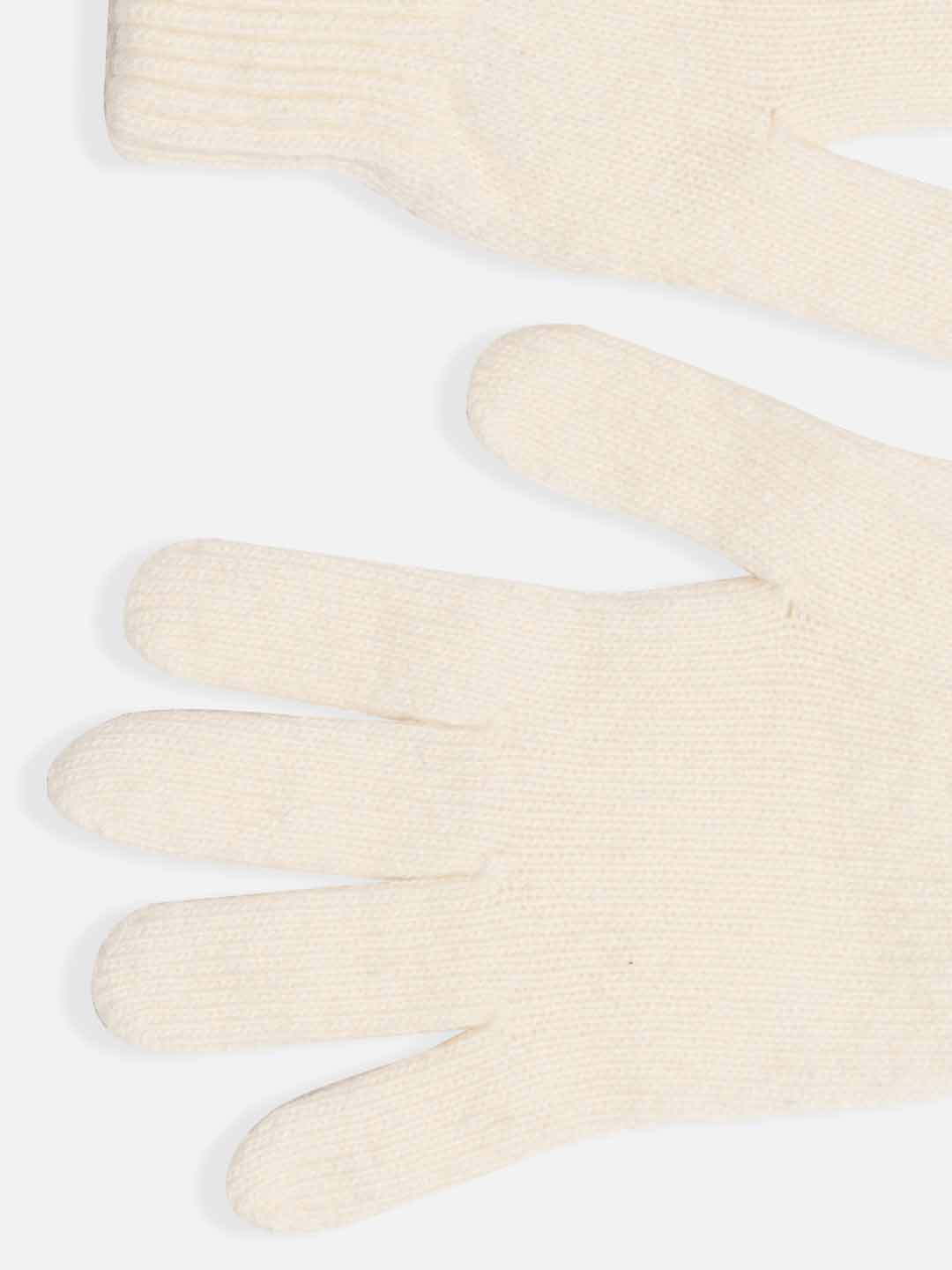 Achega Knitted Gloves - Women's knitted lambswool gloves in white