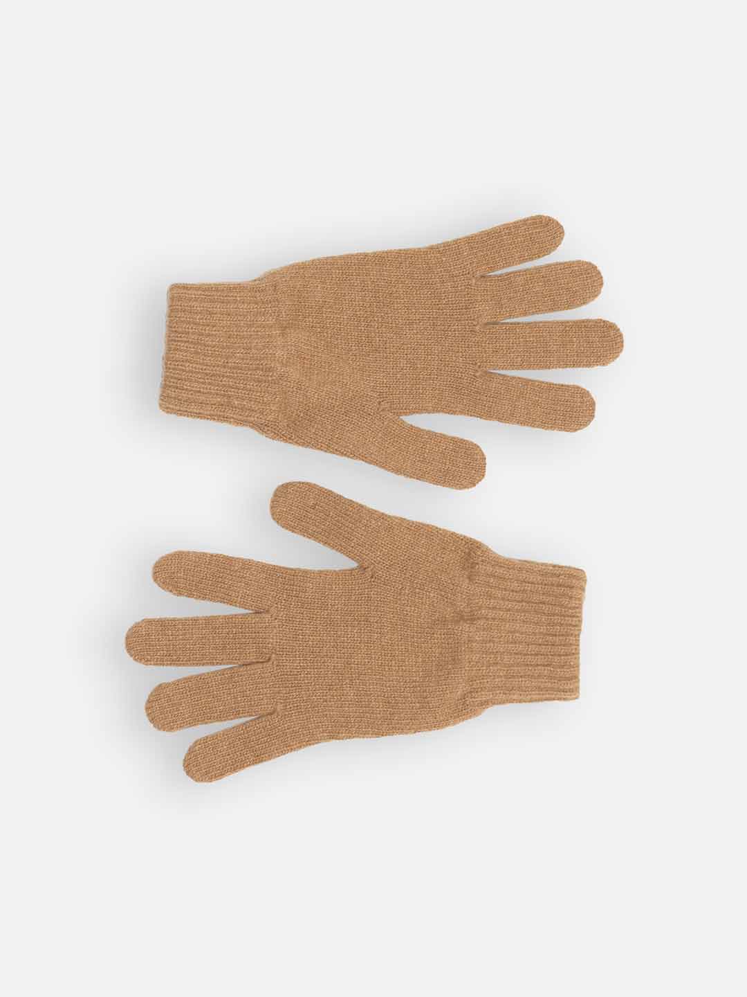 Luvas de Malha Achega - Luvas de malha feminina em lambswool na cor camel