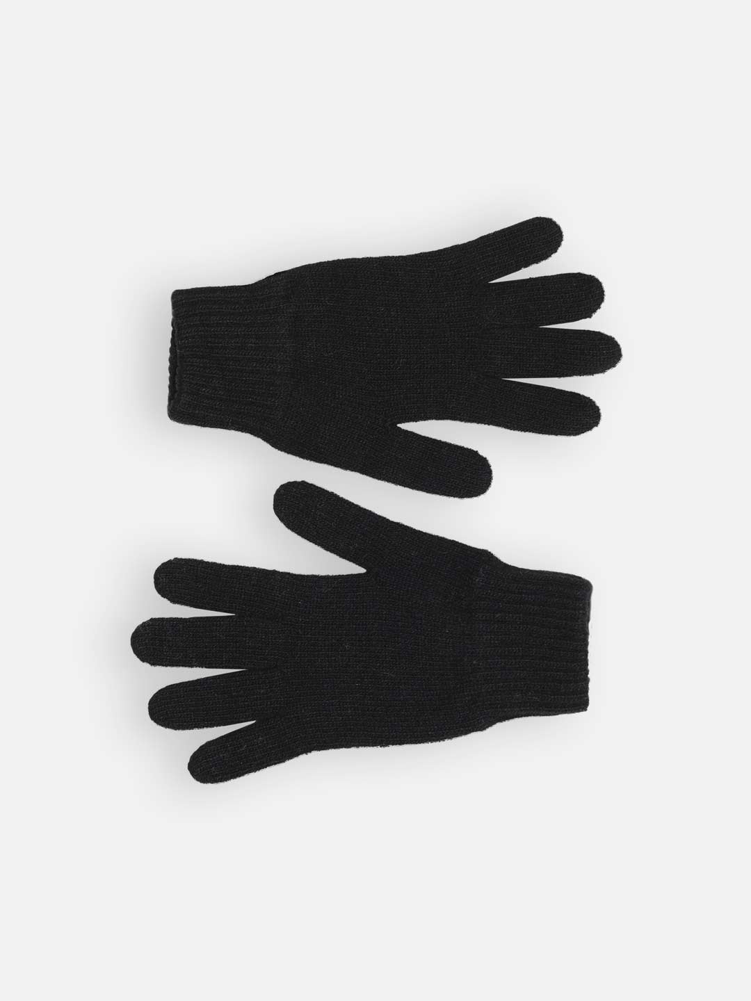 Achega Knitted Gloves - Women's knitted lambswool gloves in black