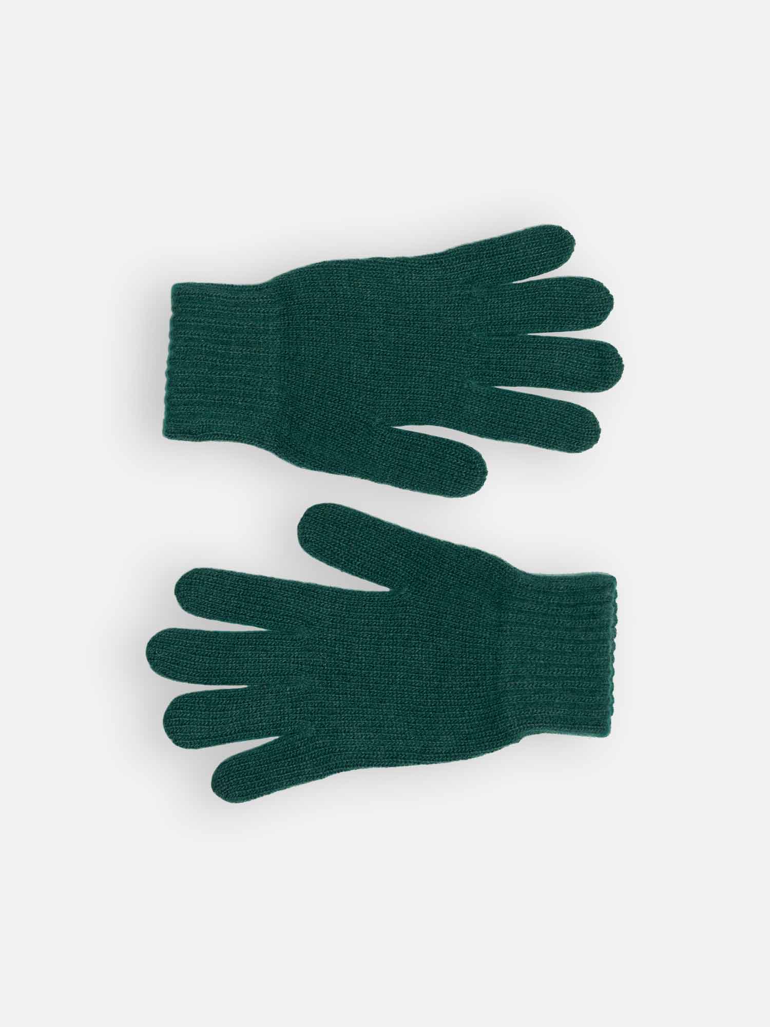 Achega Knitted Gloves - Women's knitted gloves in lambswool in green color