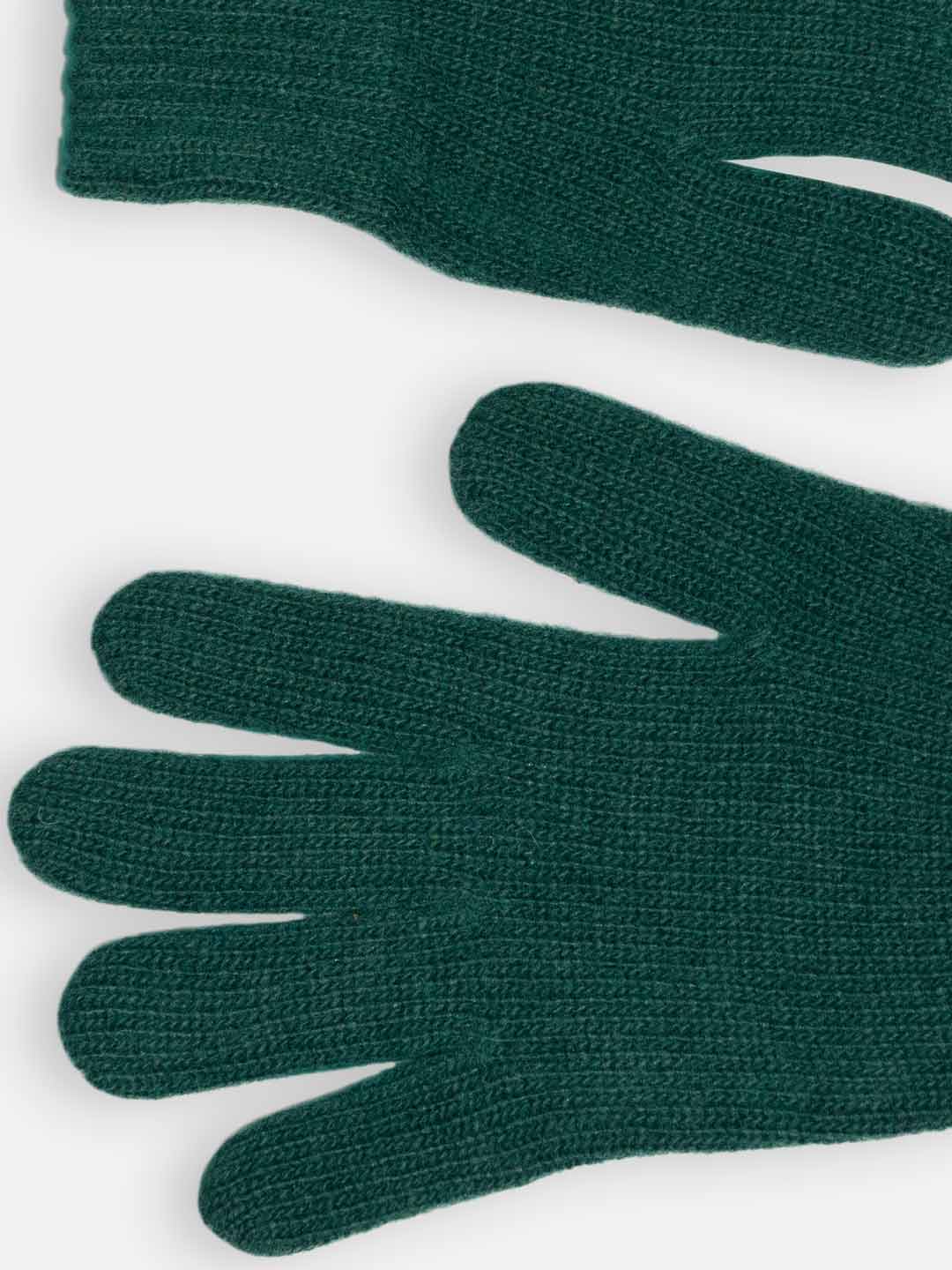 Achega Knitted Gloves - Women's knitted gloves in lambswool in green color