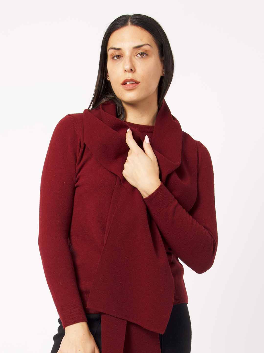 Cachecóis Achega - Cachecol de Malha Boredeaux em Lambswool