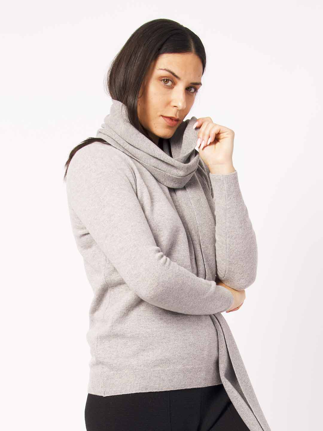 Achega Scarves - Grey Knitted Scarf in Lambswool