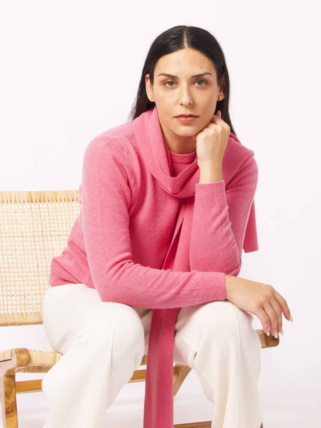 Cachecóis Achega - Cachecol Rosa em Lambswool