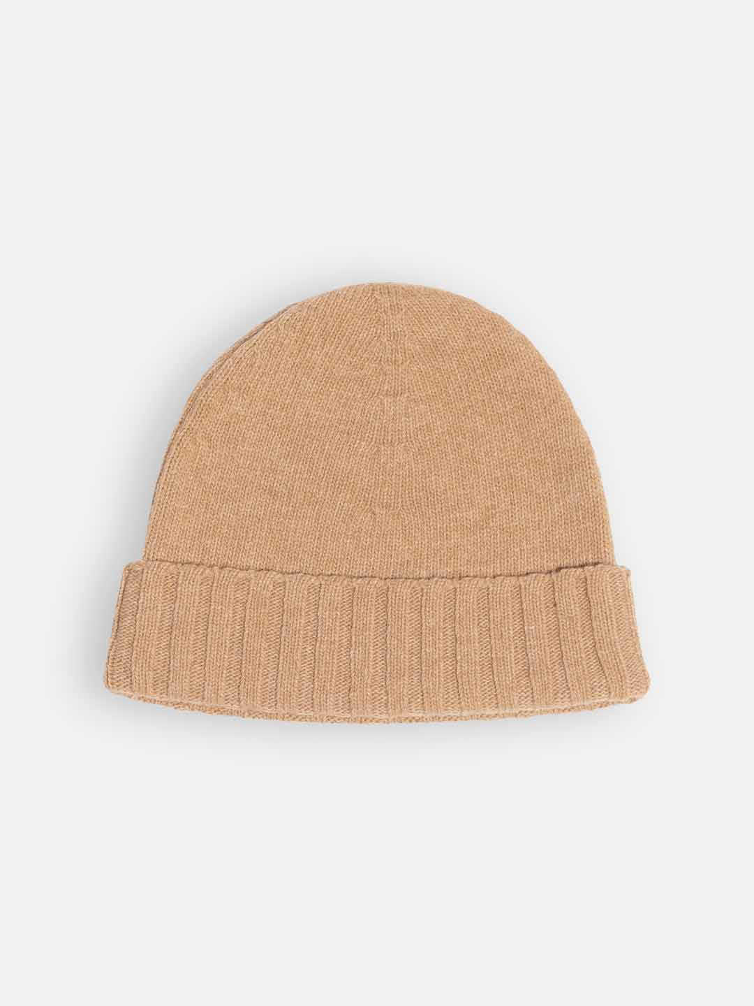Achega Knit Caps - Women's knit cap in camel lambswool