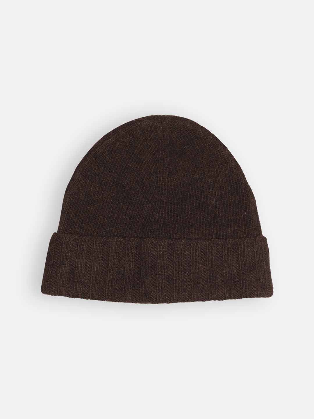 Achega Knitted Caps - Women's knitted cap in brown lambswool