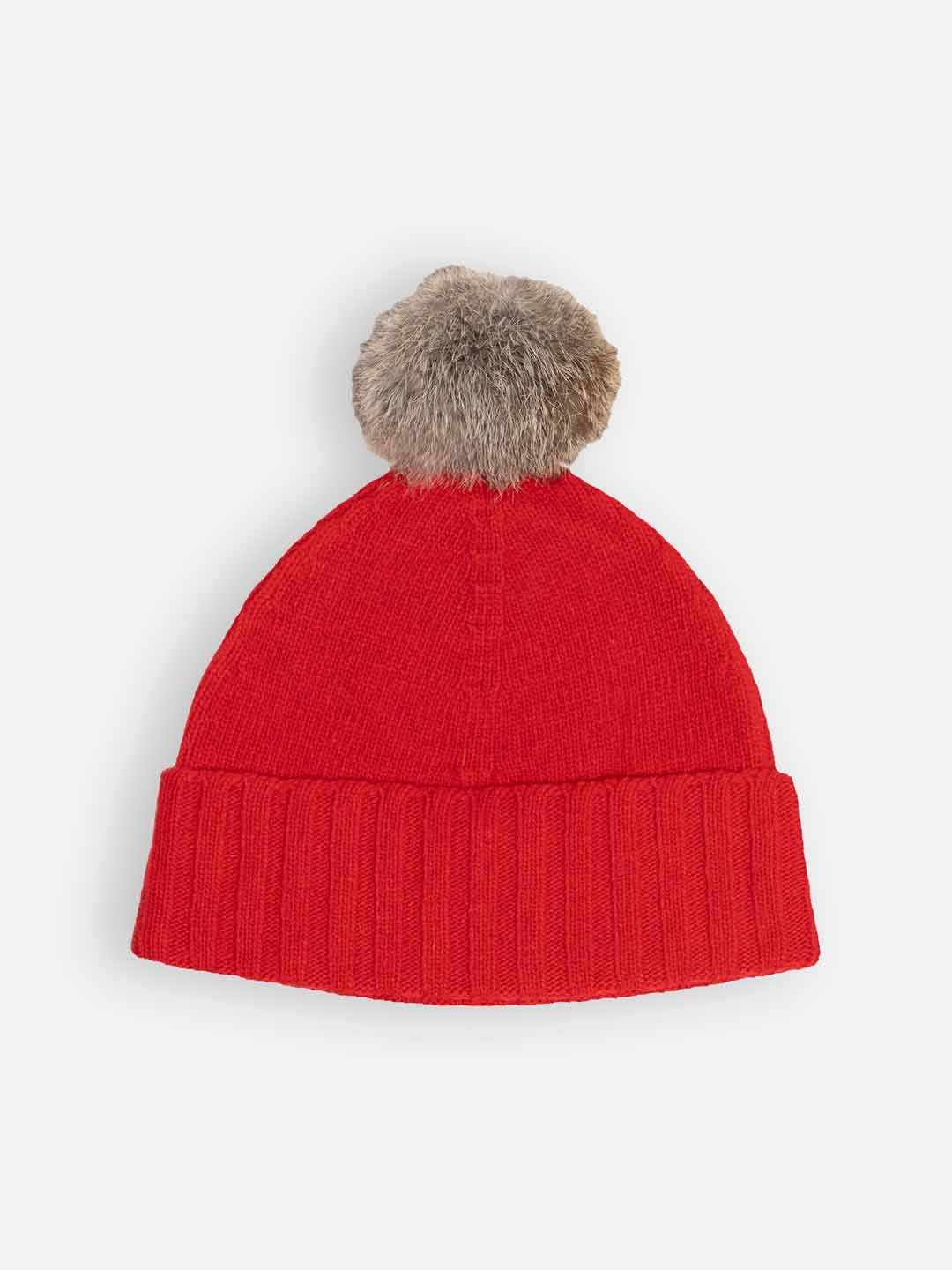Gorros de Malha Achega - Gorro com pompom feminino em lambswool na cor vermelho