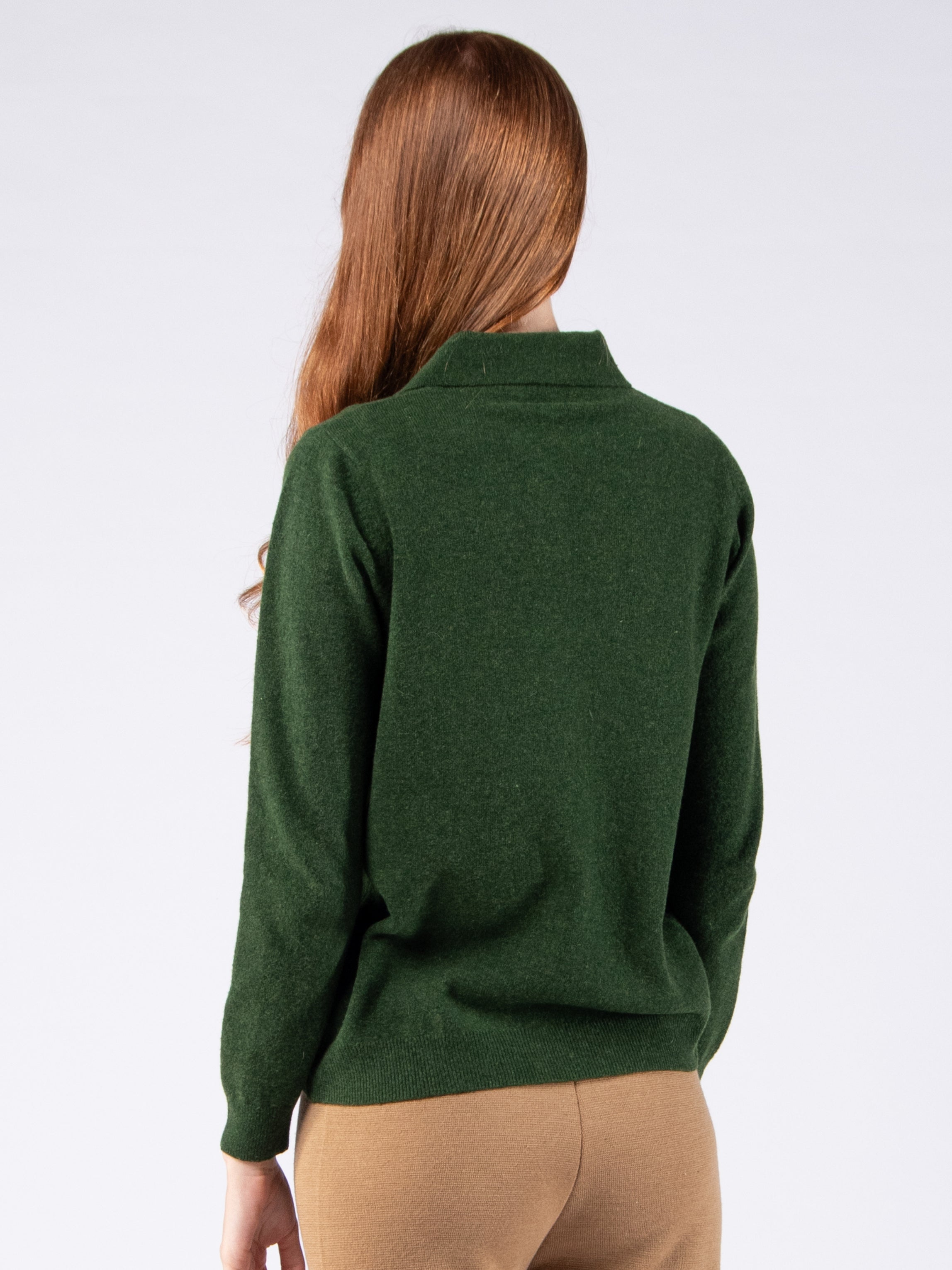 Polo de 2 Botões em Lambswool - Verde Musgo