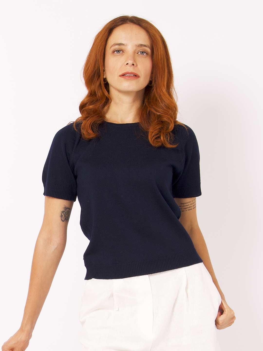 Blusa de Manga Curta em Lã Merino