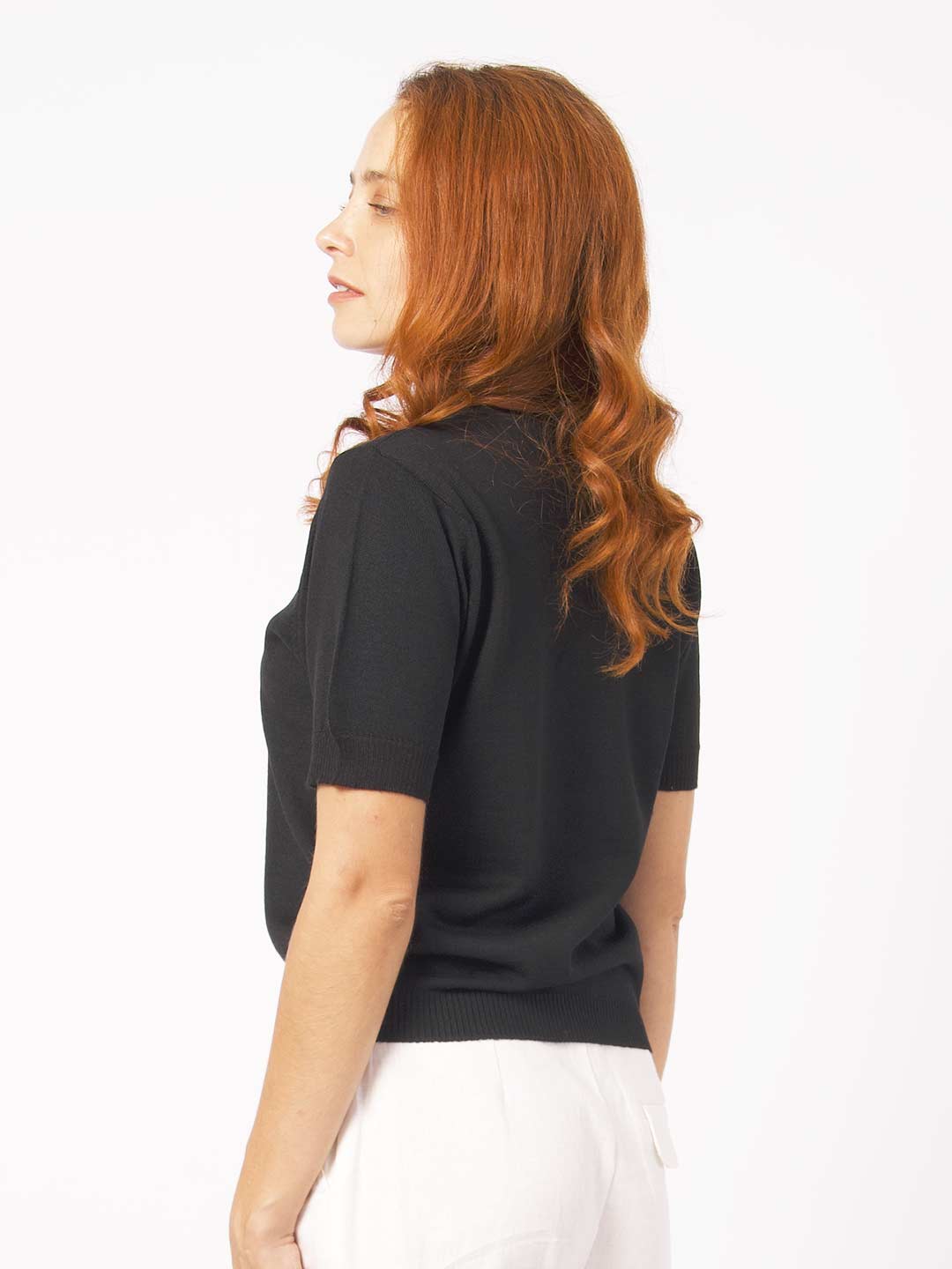 Blusa de Manga Curta em Lã Merino