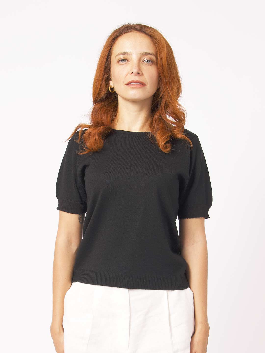 Blusa de Manga Curta em Lã Merino