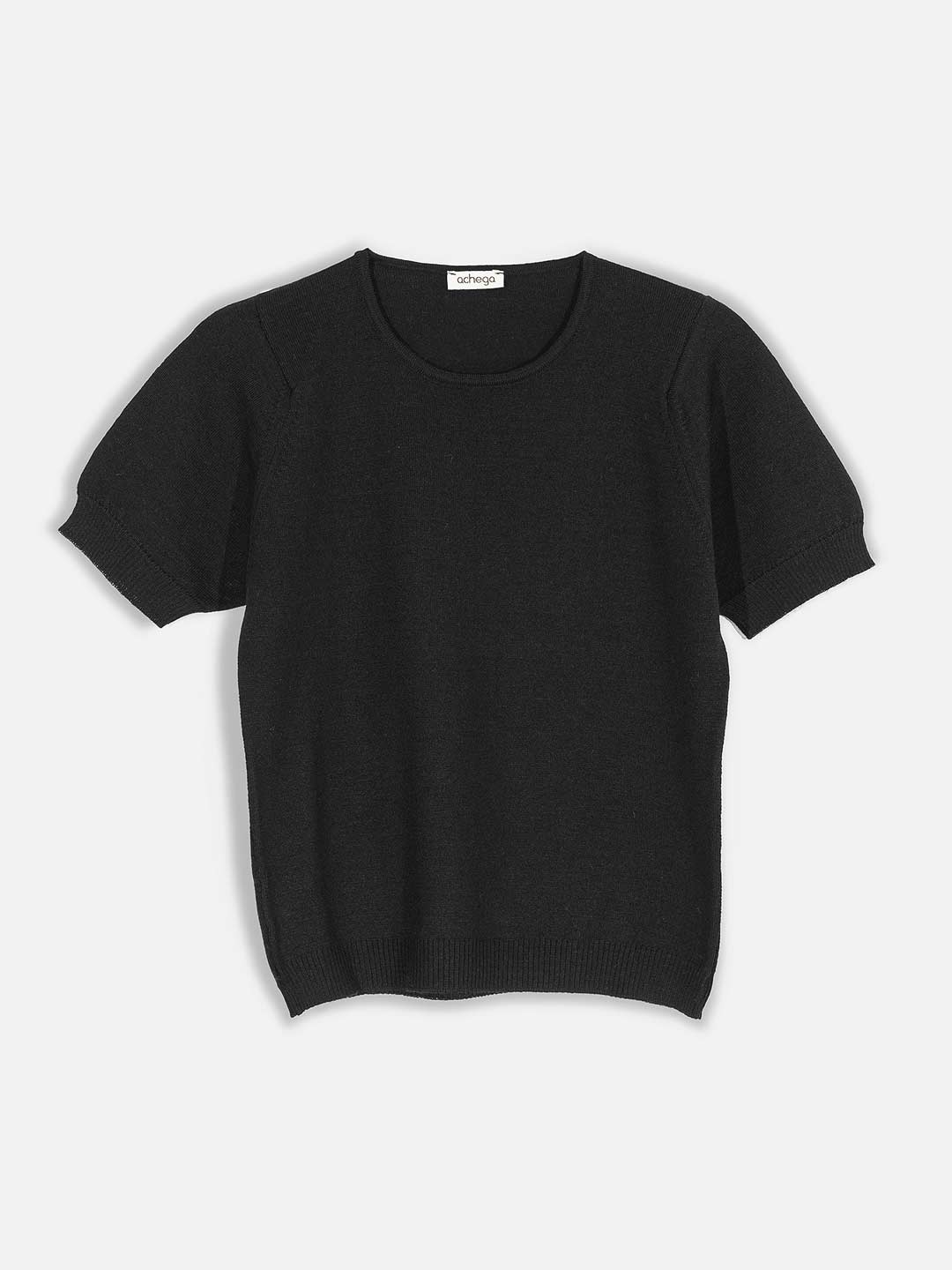 Blusa de Manga Curta em Lã Merino