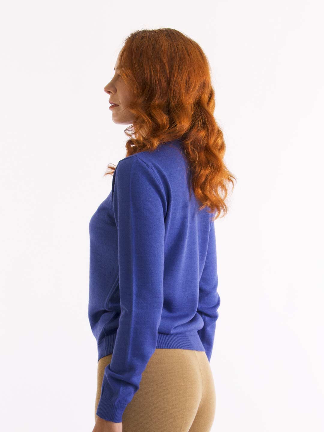 Camisolas de Malha Achega - Camisola lã merino azul indigo com manga comprida