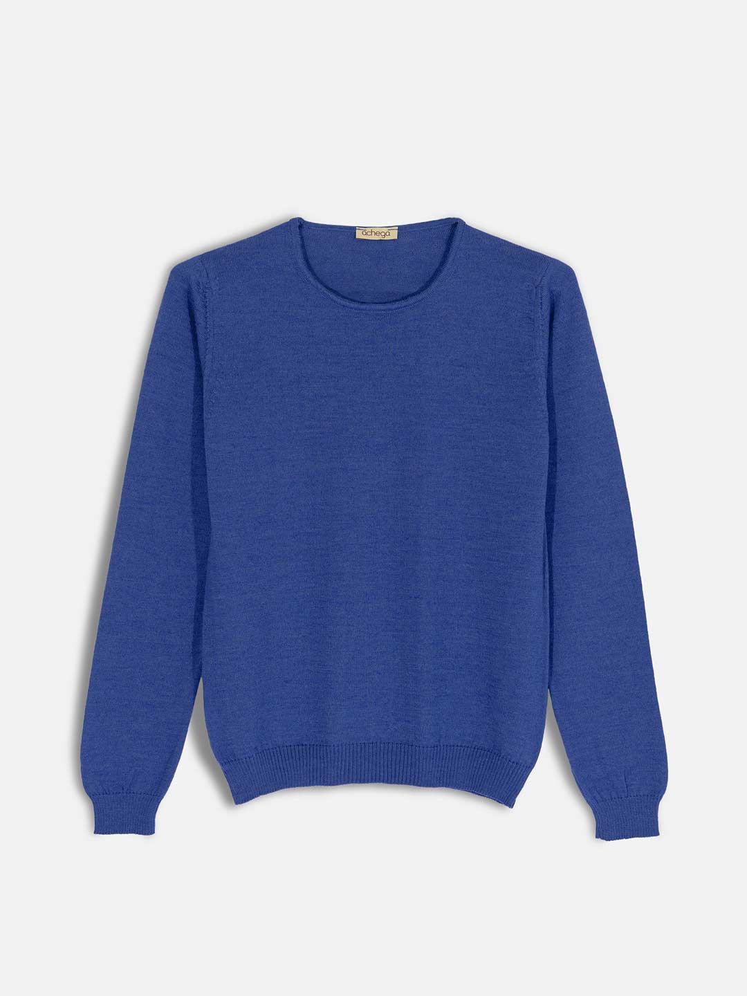 Camisolas de Malha Achega - Camisola lã merino azul indigo com manga comprida