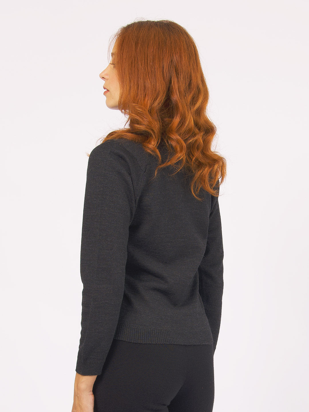 Camisolas de Malha Achega - Camisola lã merino cinza com manga comprida