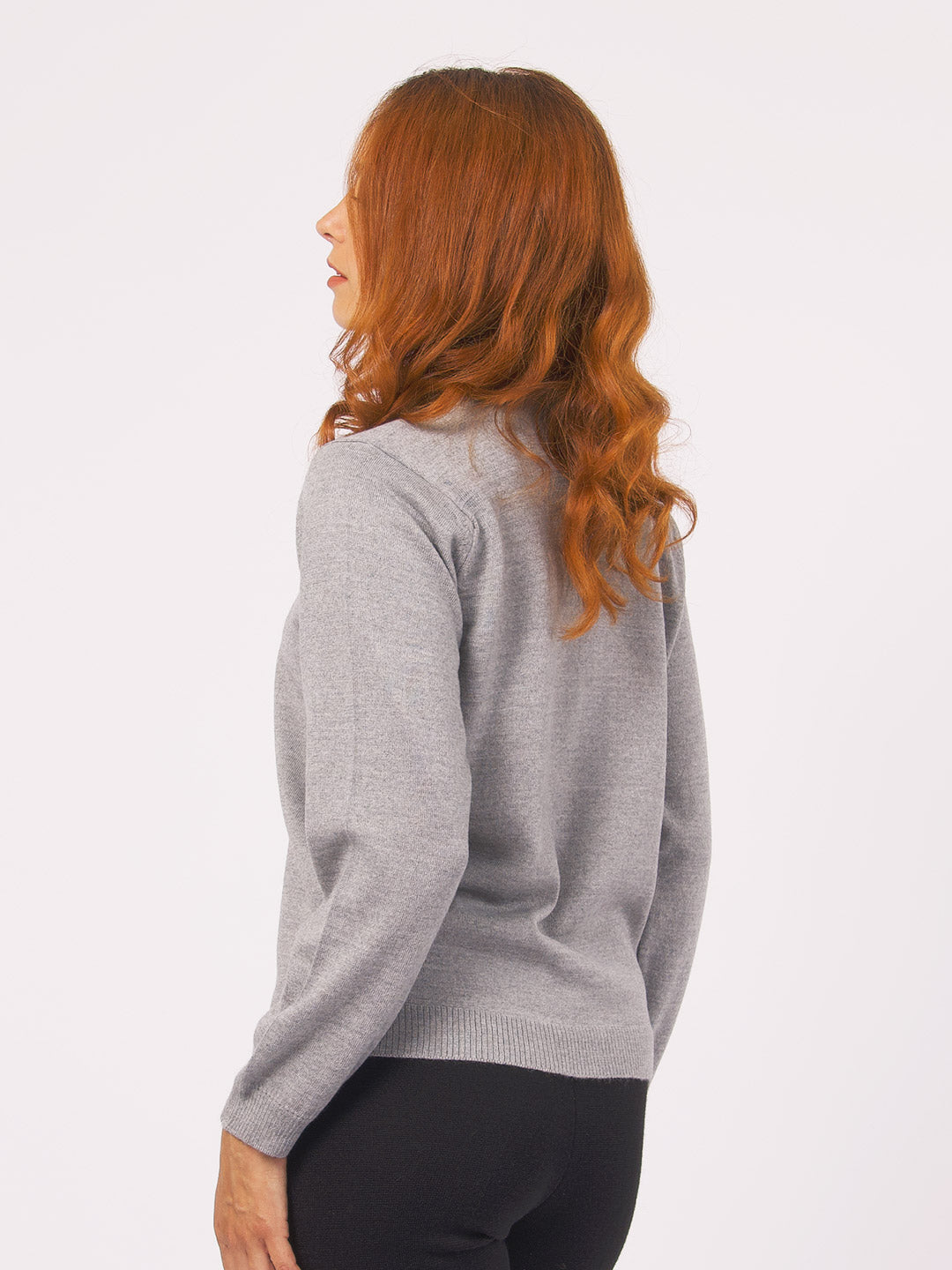 Camisolas de Malha Achega - Camisola lã merino cinzenta com manga comprida