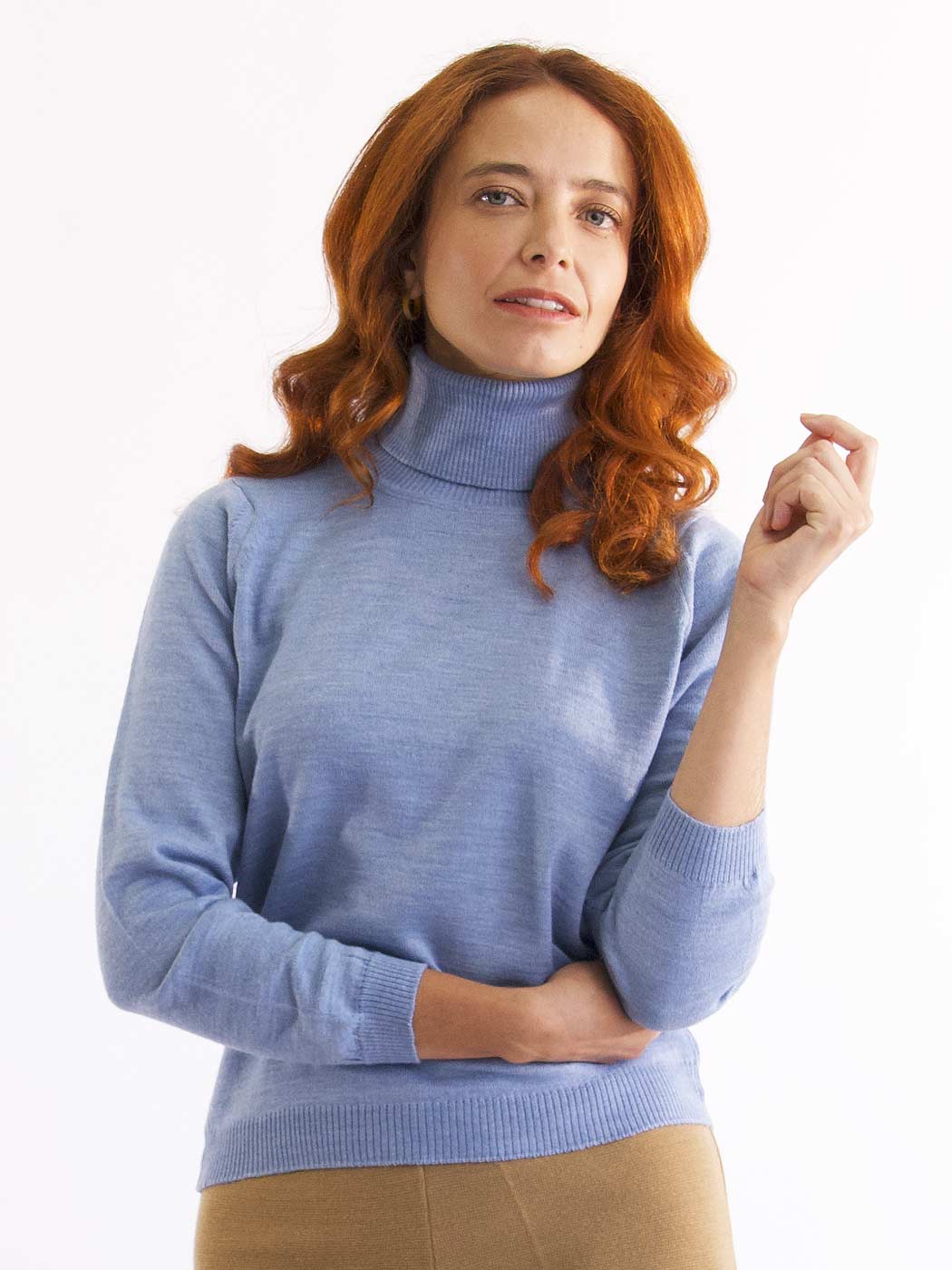 Merino Wool Turtleneck Sweater Baby Blue - Main Image