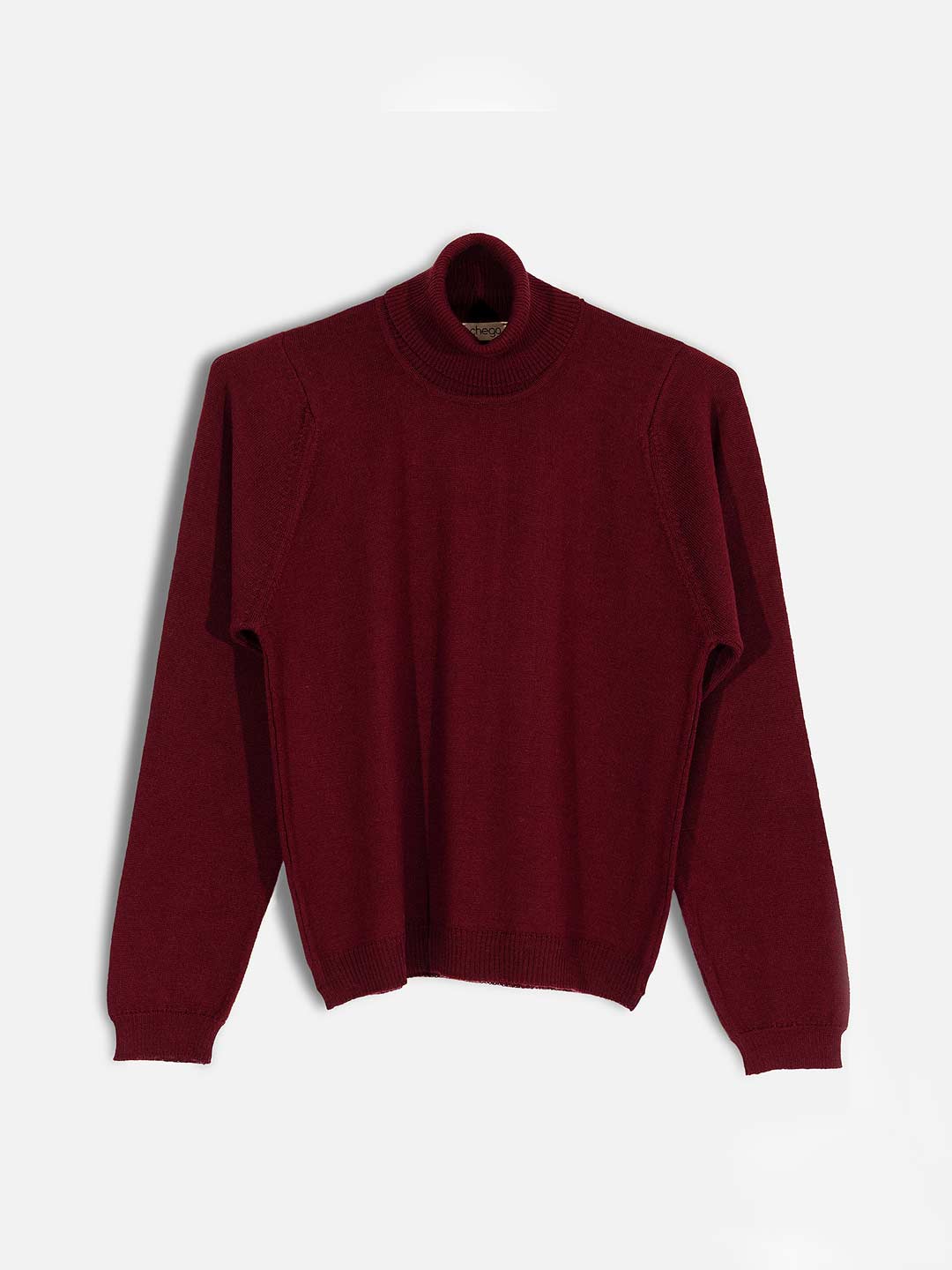 Achega Knit Sweaters - Women's merino wool turtleneck sweater in bordeaux color