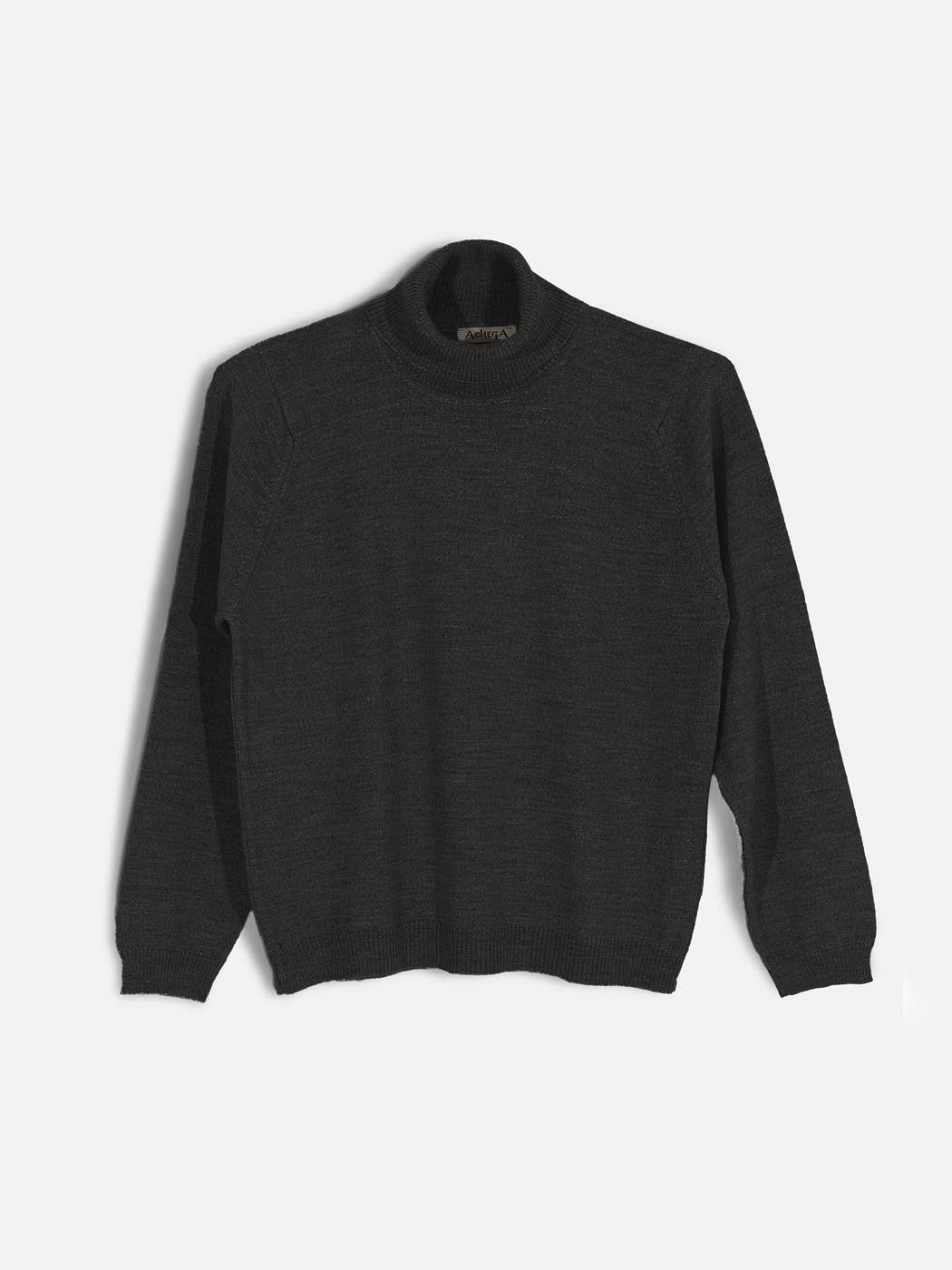 Camisolas de Malha Achega - Camisola feminina em lã merino com gola alta na cor cinza antracite