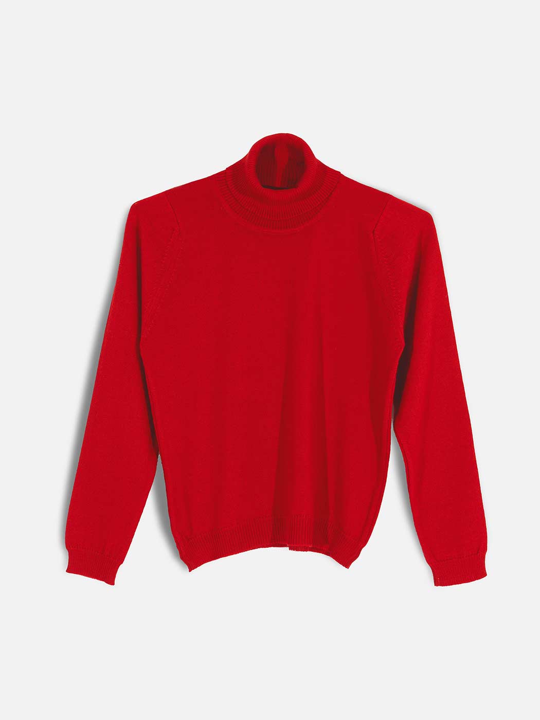 Camisolas de Malha Achega - Camisola feminina em lã merino com gola alta na cor vermelho