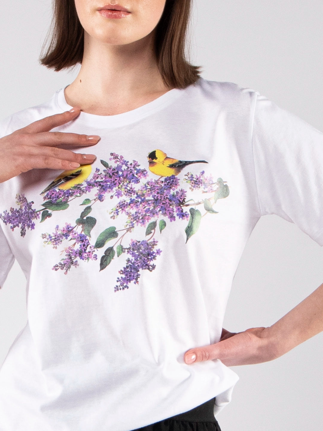 Camisetas Achega - Camiseta femenina 100 % algodón con estampado floral.