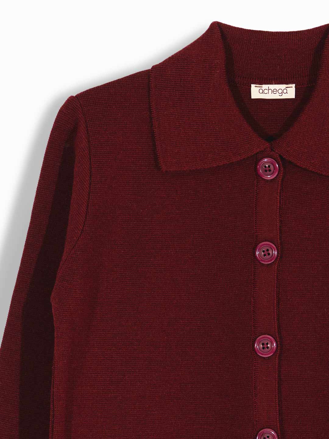 Casaco com Gola de Camisa de Malha Roma em Lã Merino