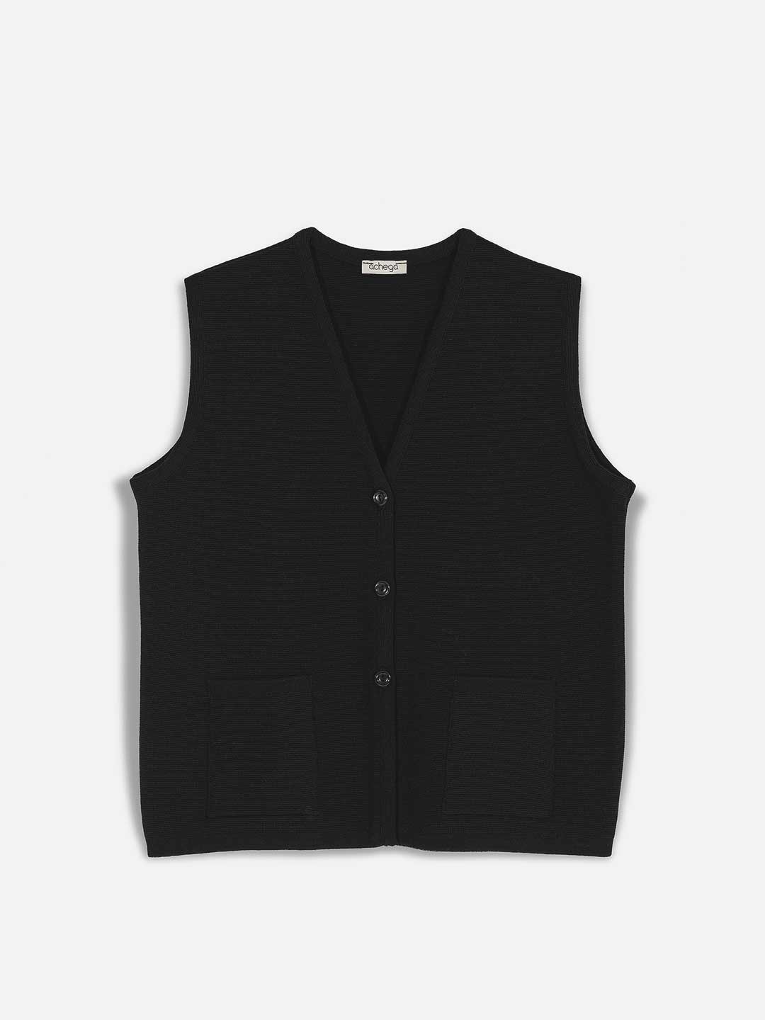 Achega Knitted Vests - Women's camel vest in merino wool