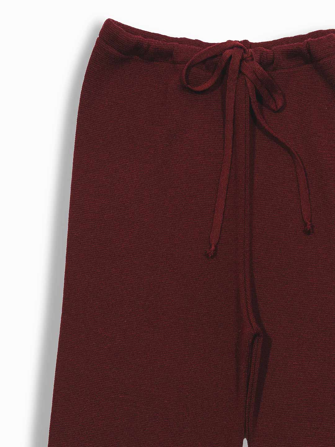 Pantalones de punto Achega - Pantalones burdeos de mujer en lana merino