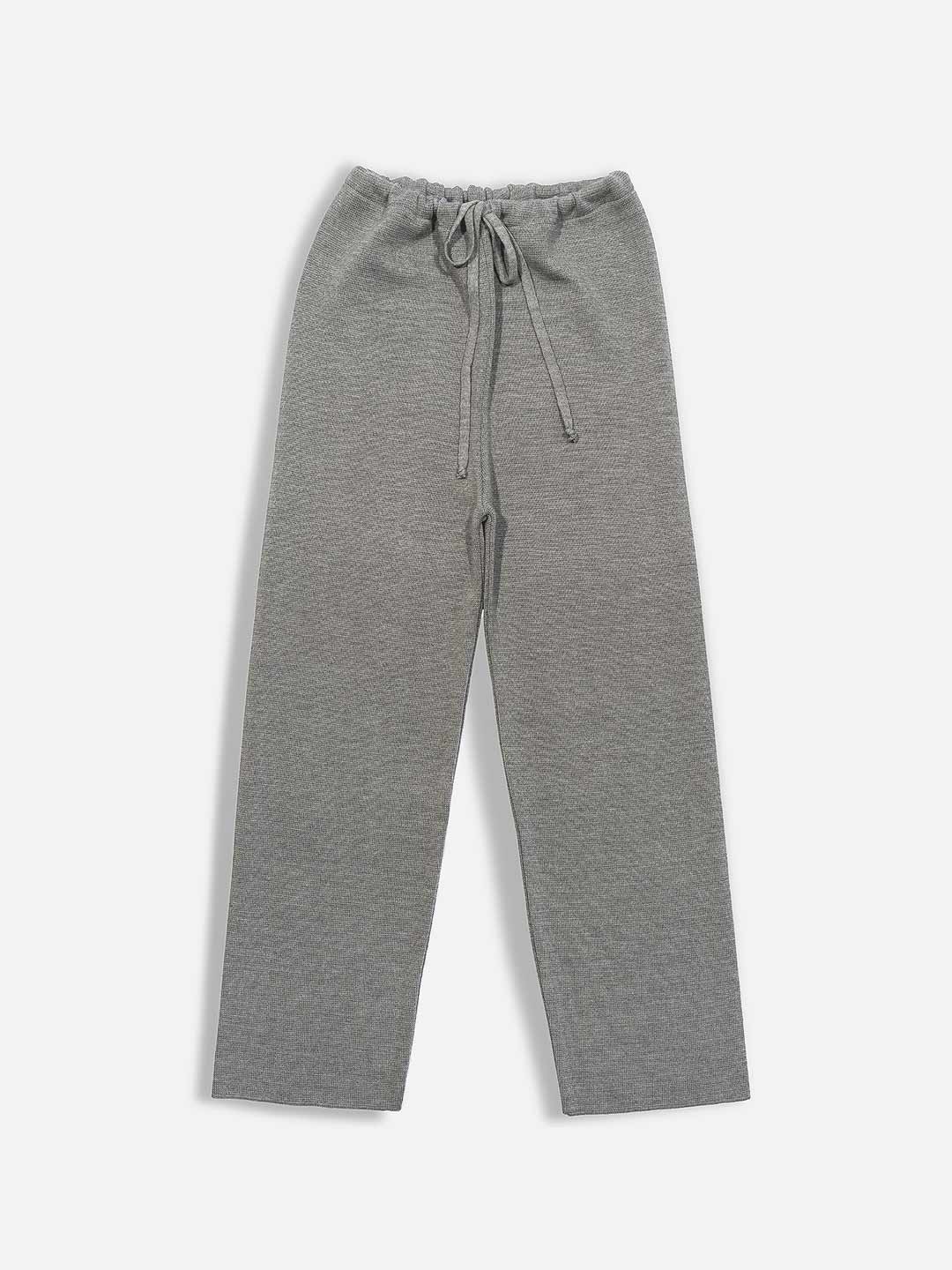 Calças de Malha Achega - Calças femininas cinza em lã merino