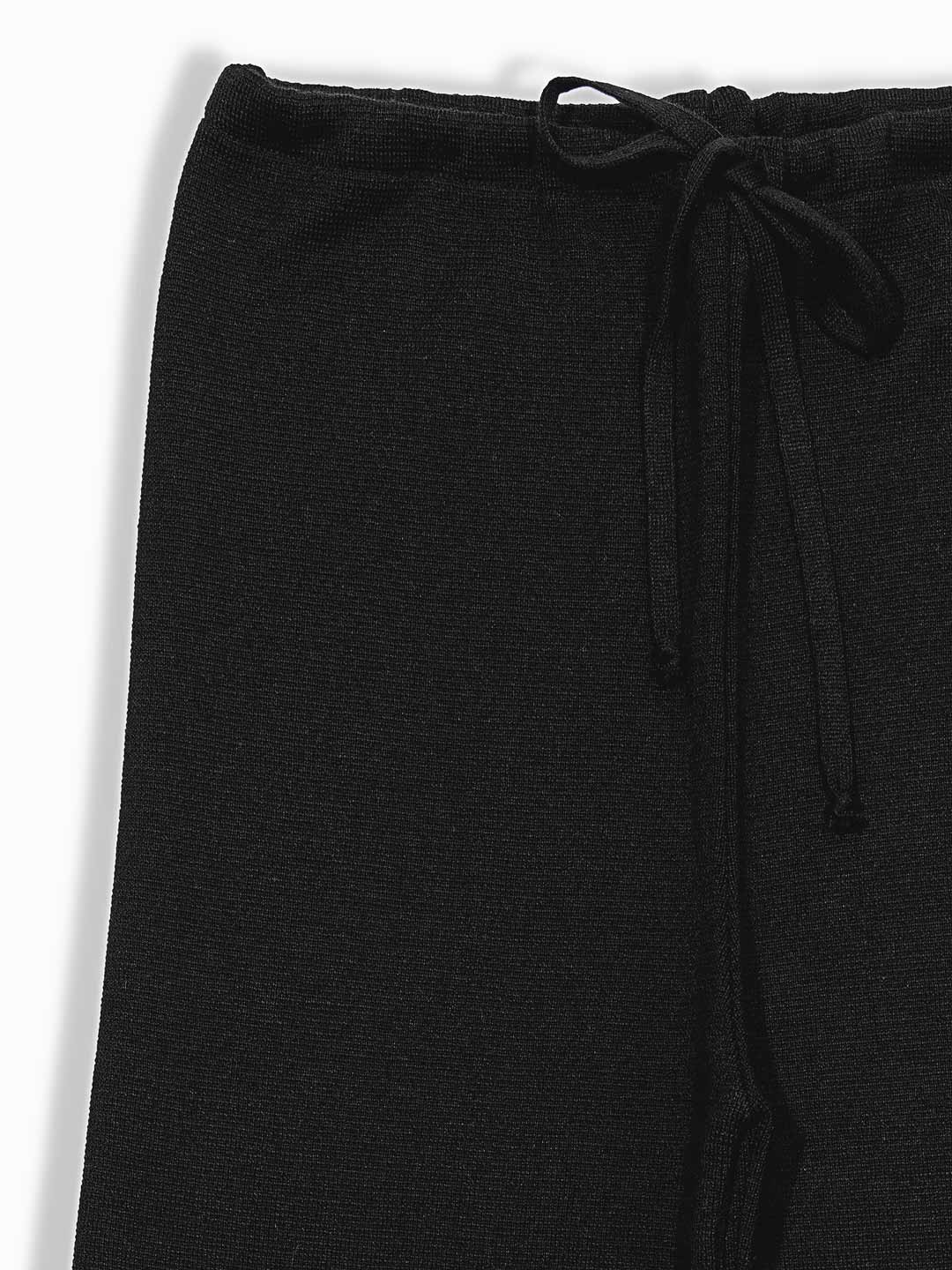 Achega Knit Trousers - Pantalones negros de lana merina para mujer