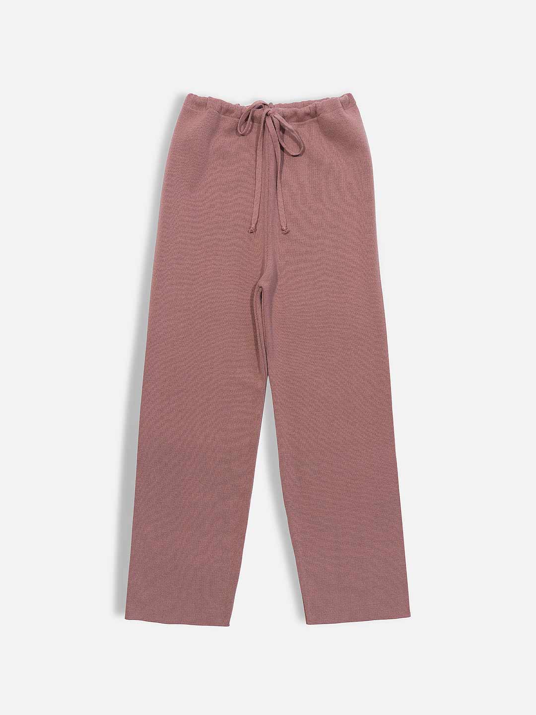 Achega Knit Trousers - Pantalones rosas de mujer en lana merino